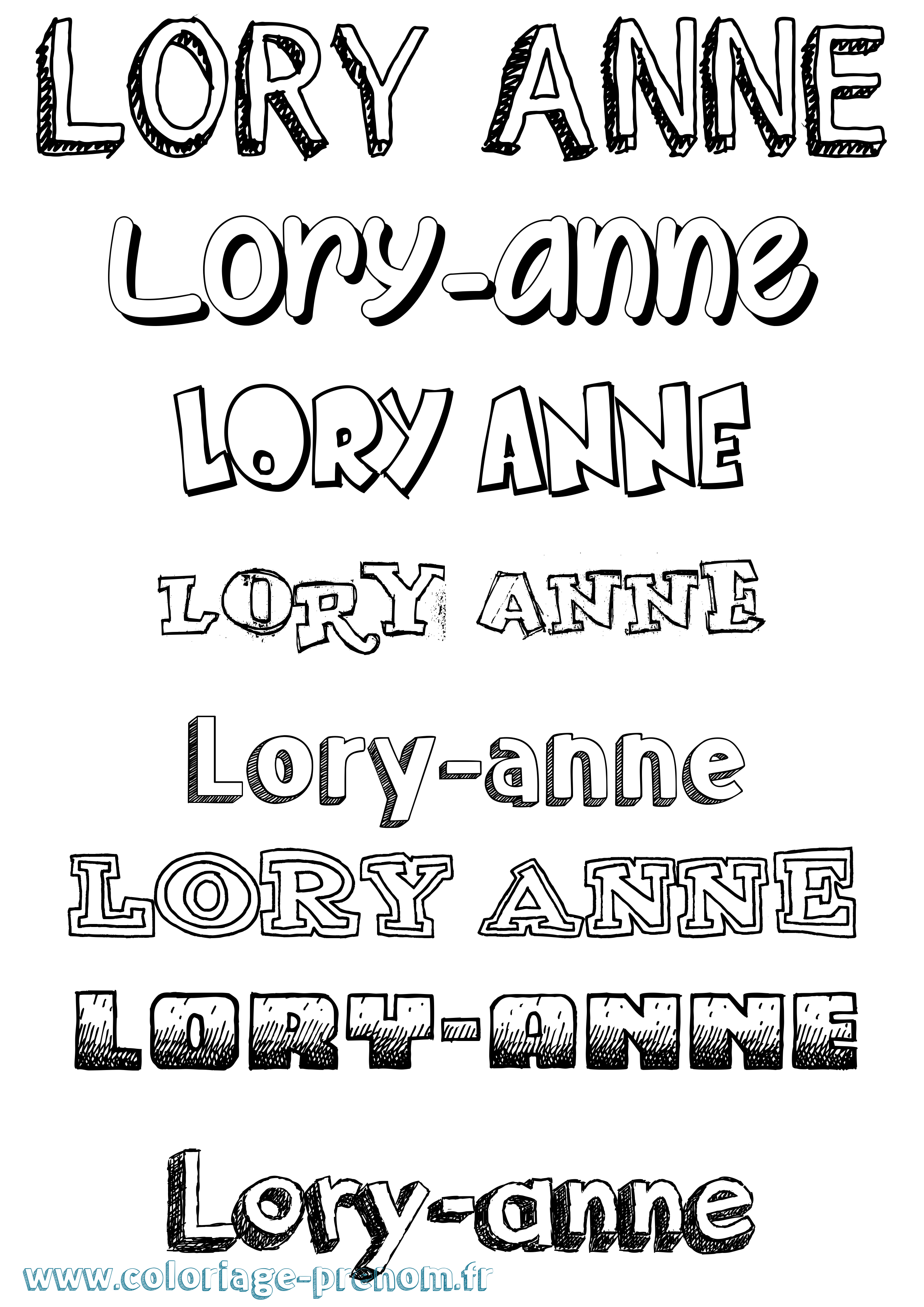 Coloriage Lory-Anne Dessiné Coloriage prénom Lory-Anne Dessiné