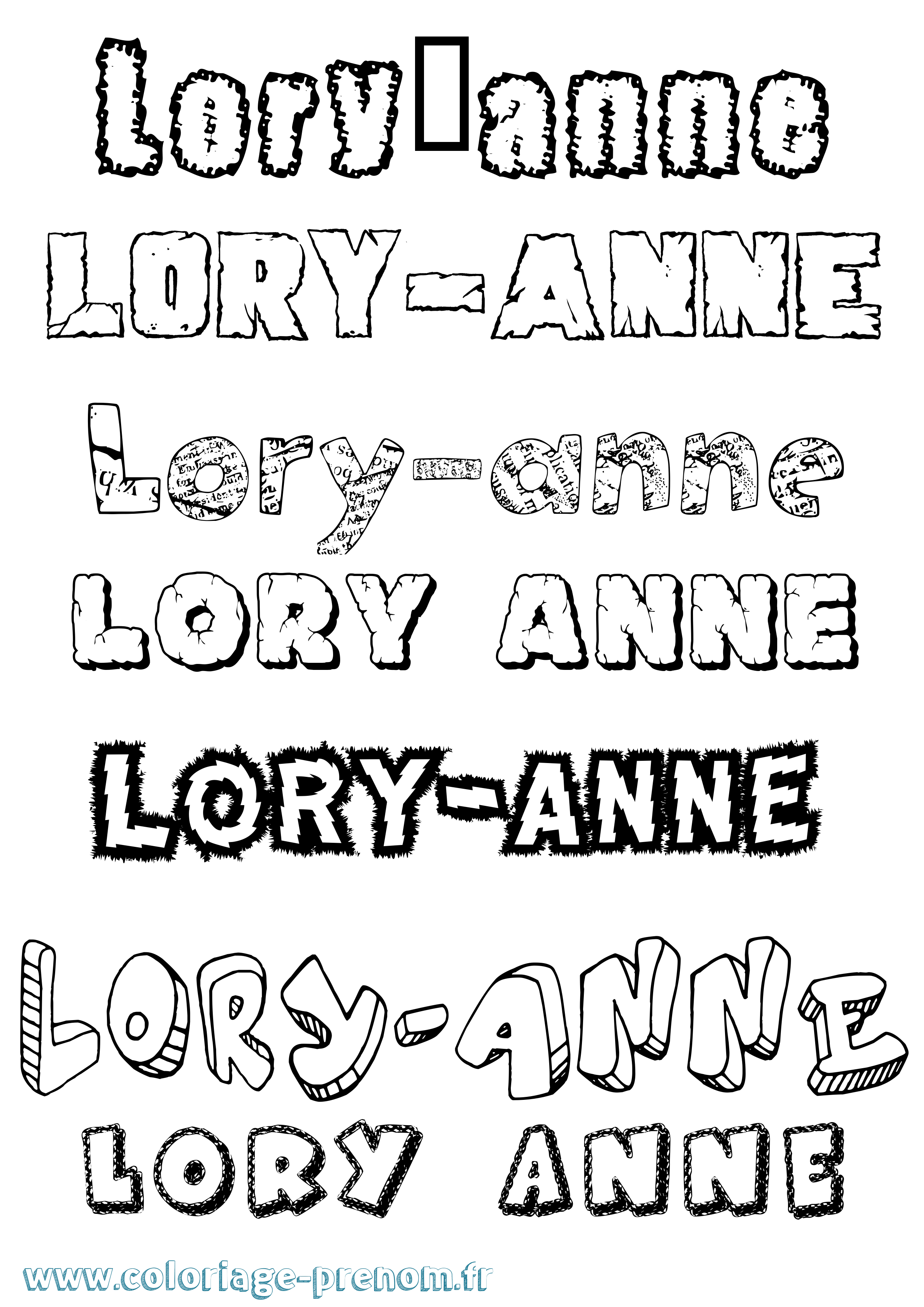 Coloriage Lory-Anne Destructuré Coloriage prénom Lory-Anne Destructuré