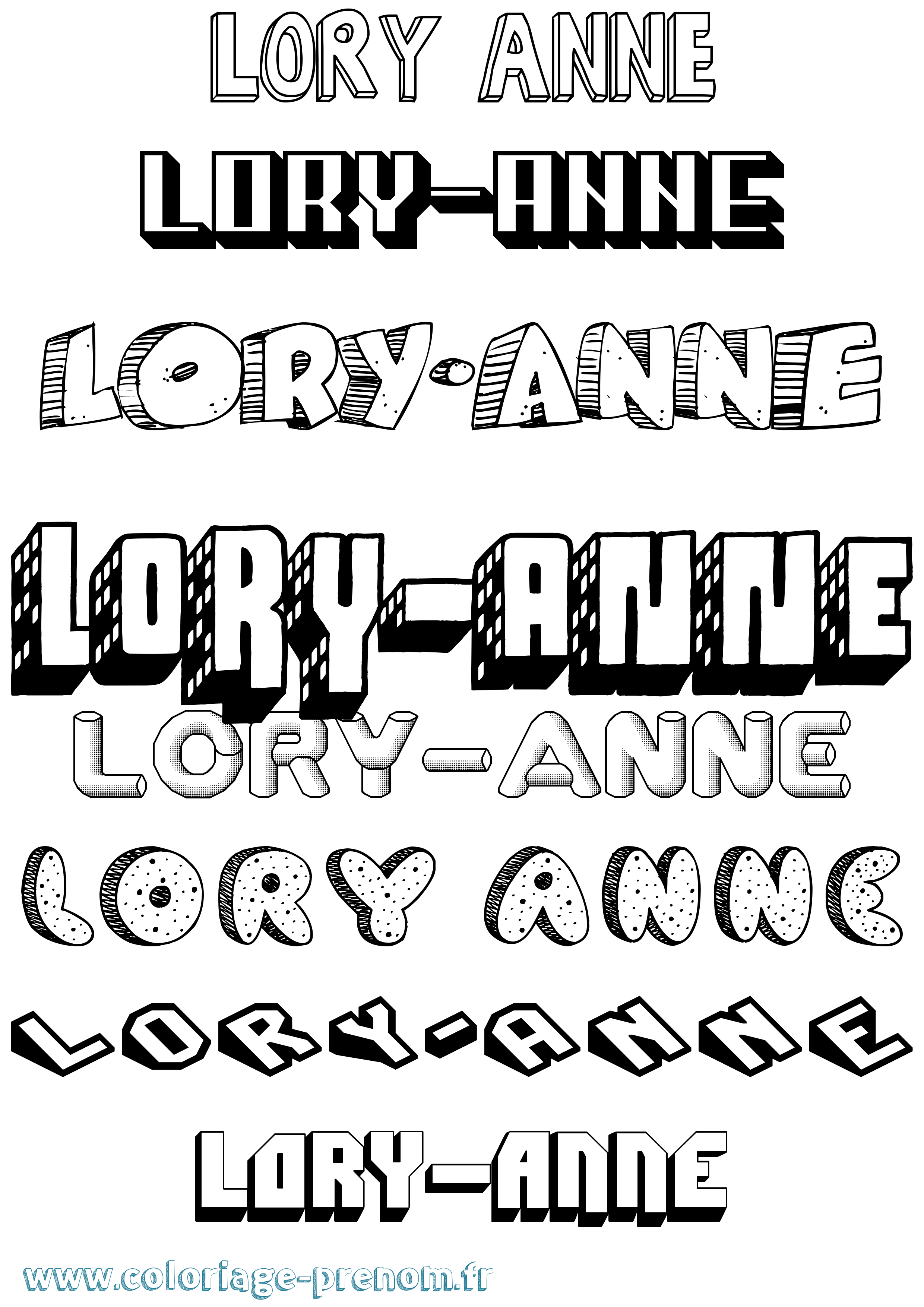 Coloriage Lory-Anne Effet 3D Coloriage prénom Lory-Anne Effet 3D