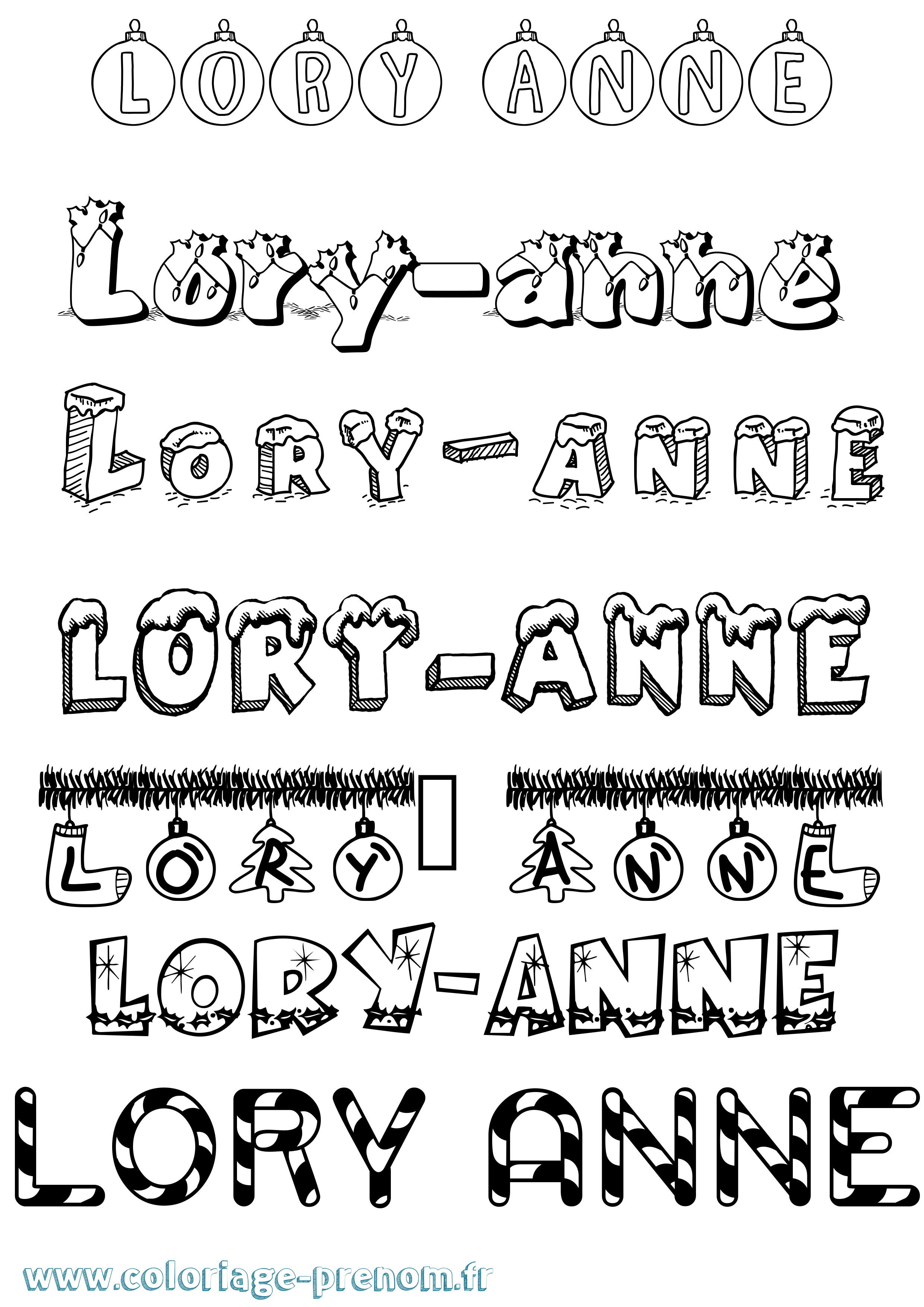 Coloriage Lory-Anne Noël Coloriage prénom Lory-Anne Noël