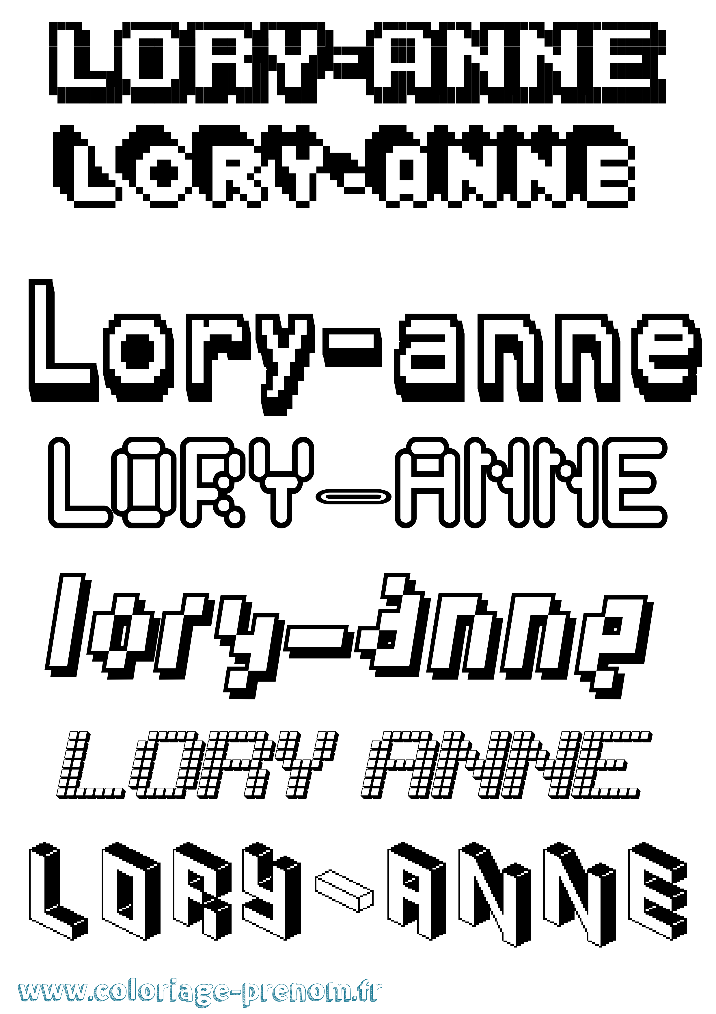 Coloriage Lory-Anne Pixel Coloriage prénom Lory-Anne Pixel