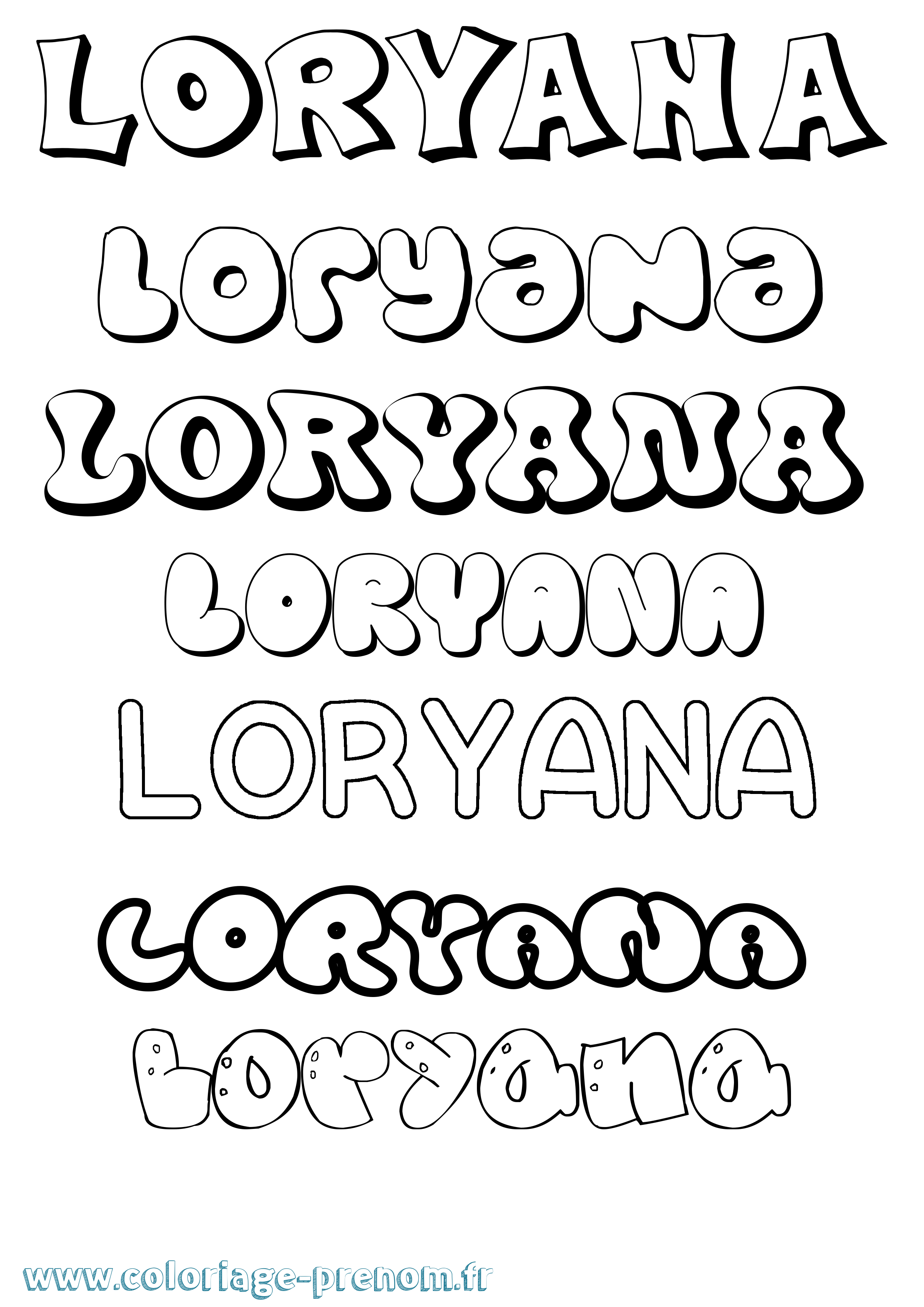 Coloriage Loryana Bubble Coloriage prénom Loryana Bubble