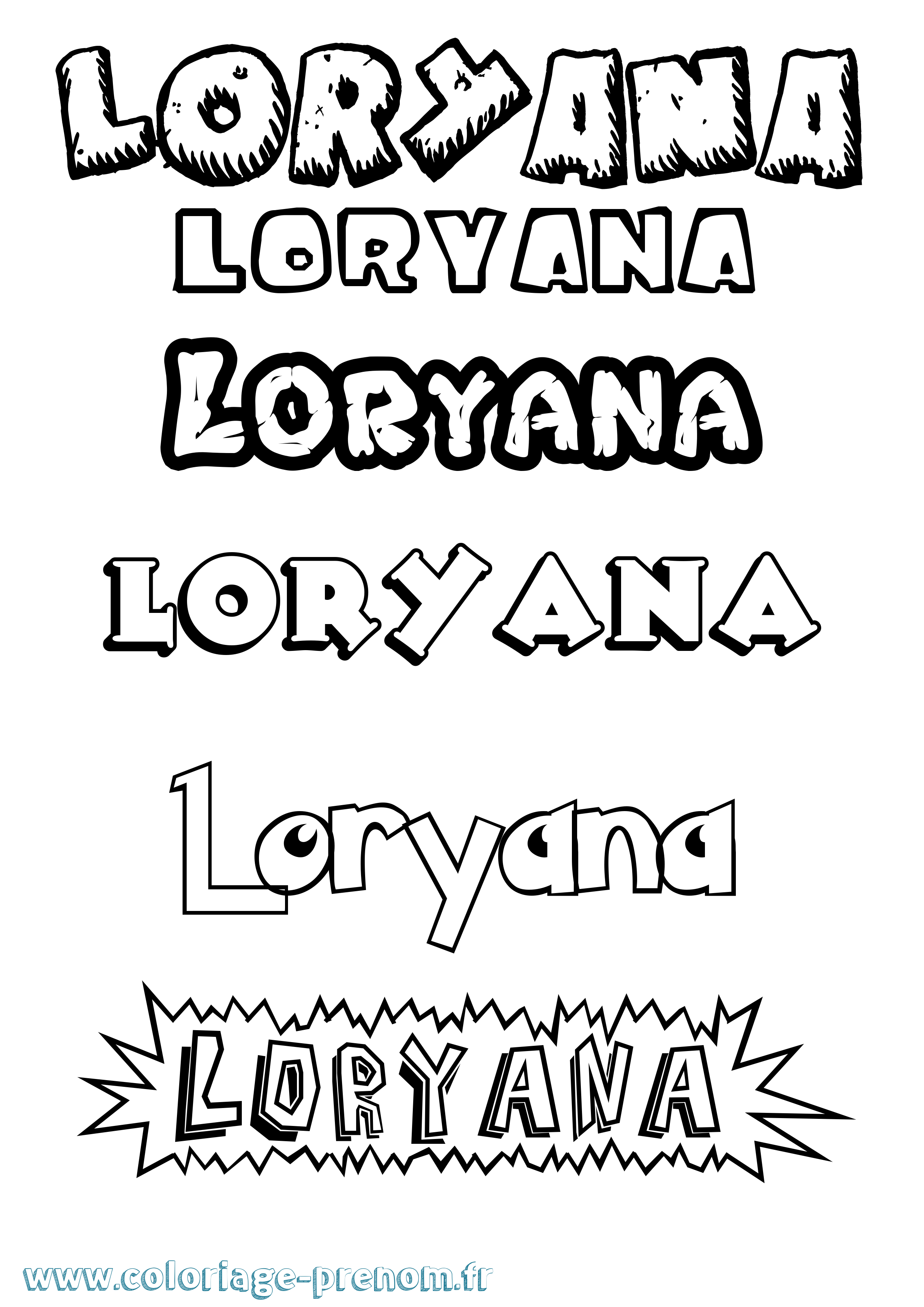 Coloriage Loryana Dessin Animé Coloriage prénom Loryana Dessin Animé