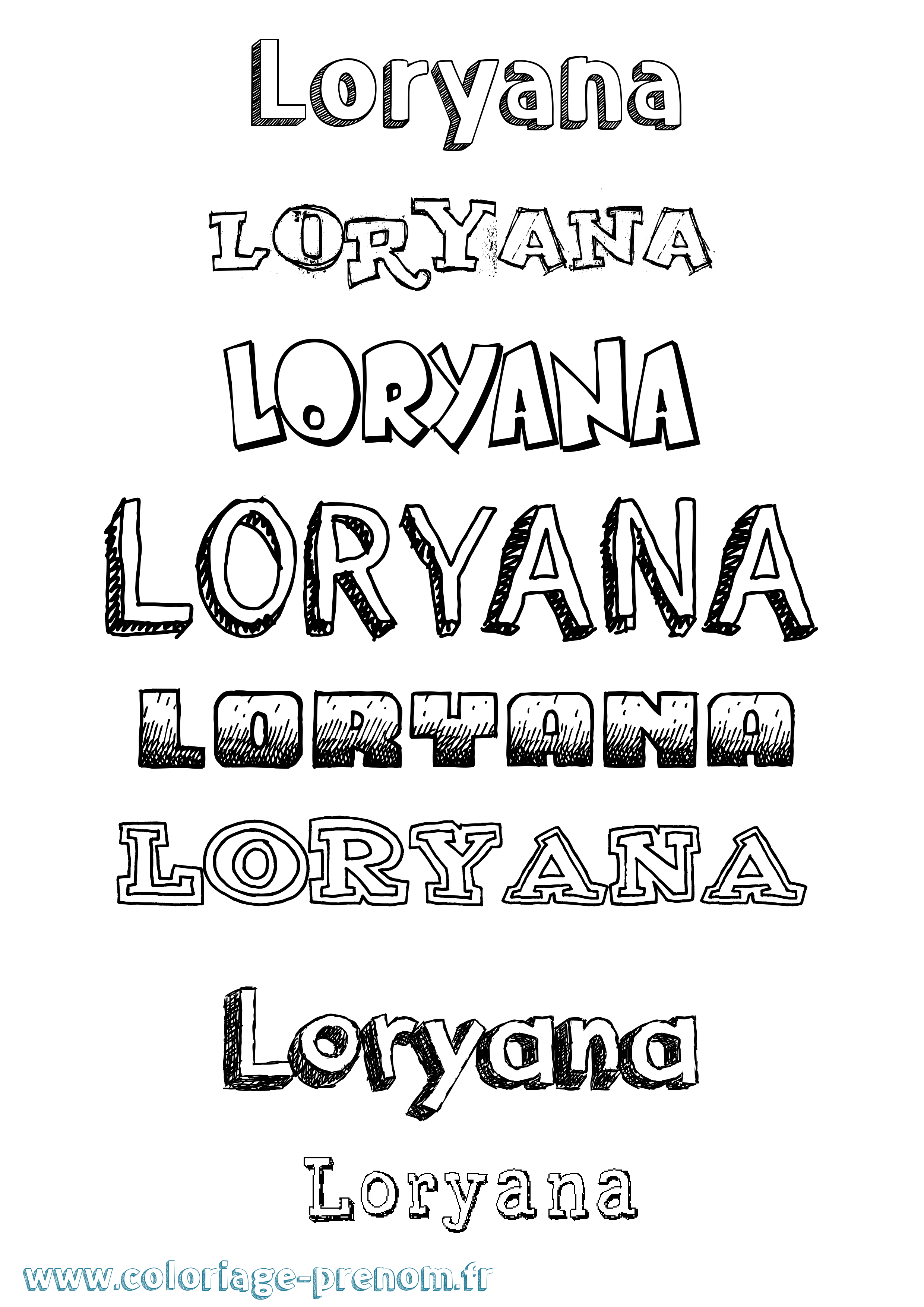 Coloriage Loryana Dessiné Coloriage prénom Loryana Dessiné