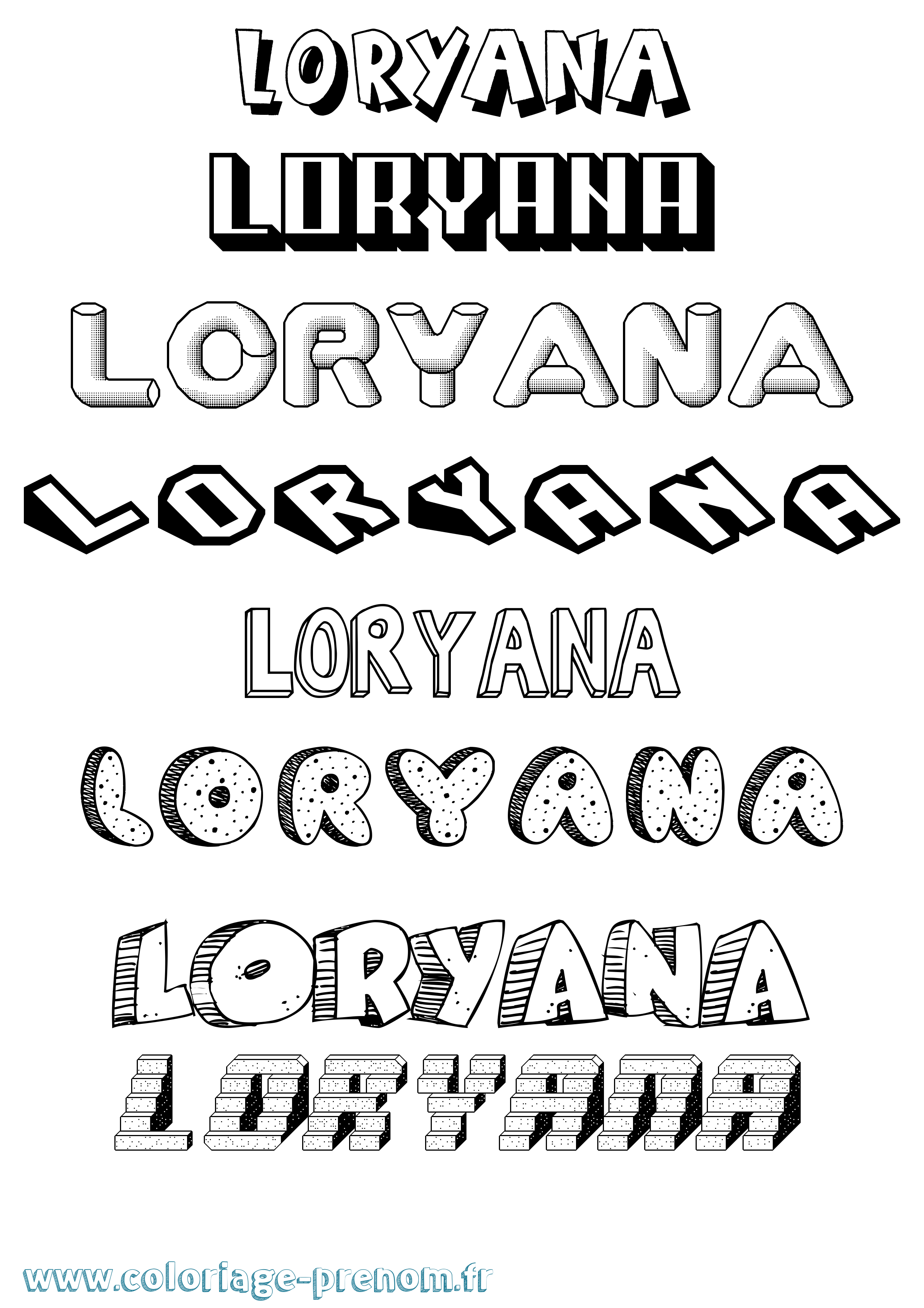 Coloriage Loryana Effet 3D Coloriage prénom Loryana Effet 3D