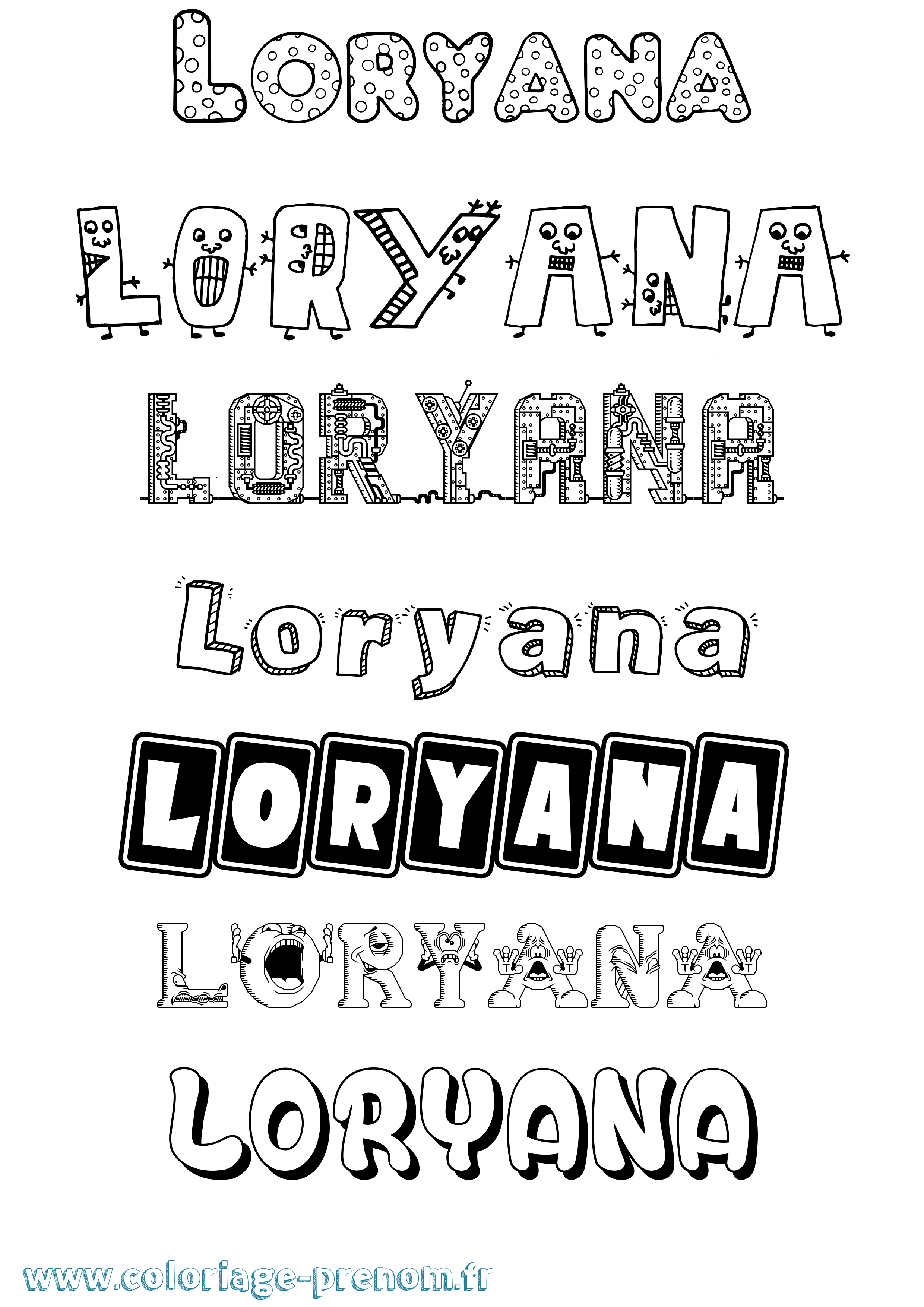 Coloriage Loryana Fun Coloriage prénom Loryana Fun