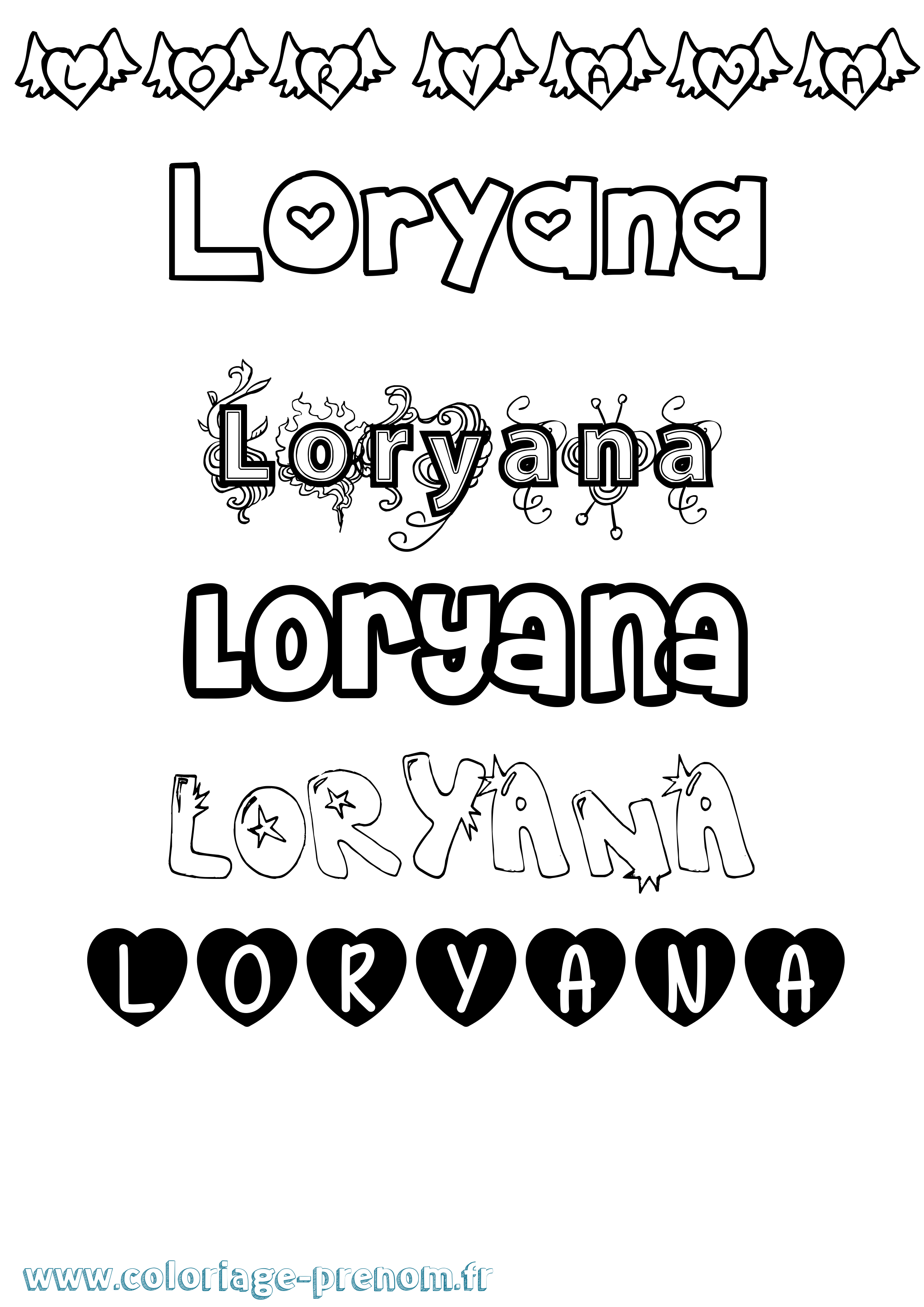 Coloriage Loryana Girly Coloriage prénom Loryana Girly
