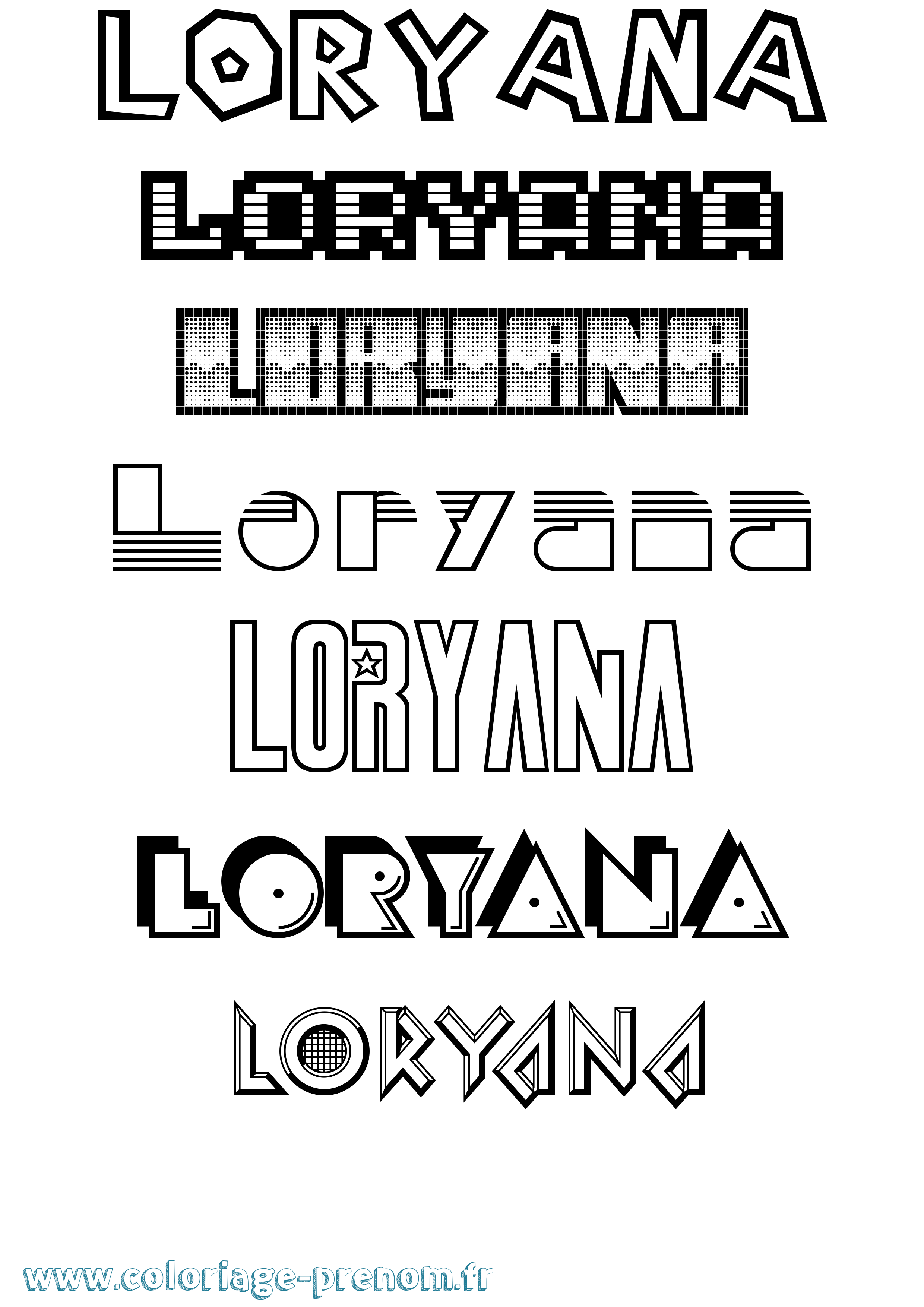 Coloriage Loryana Jeux Vidéos Coloriage prénom Loryana Jeux Vidéos