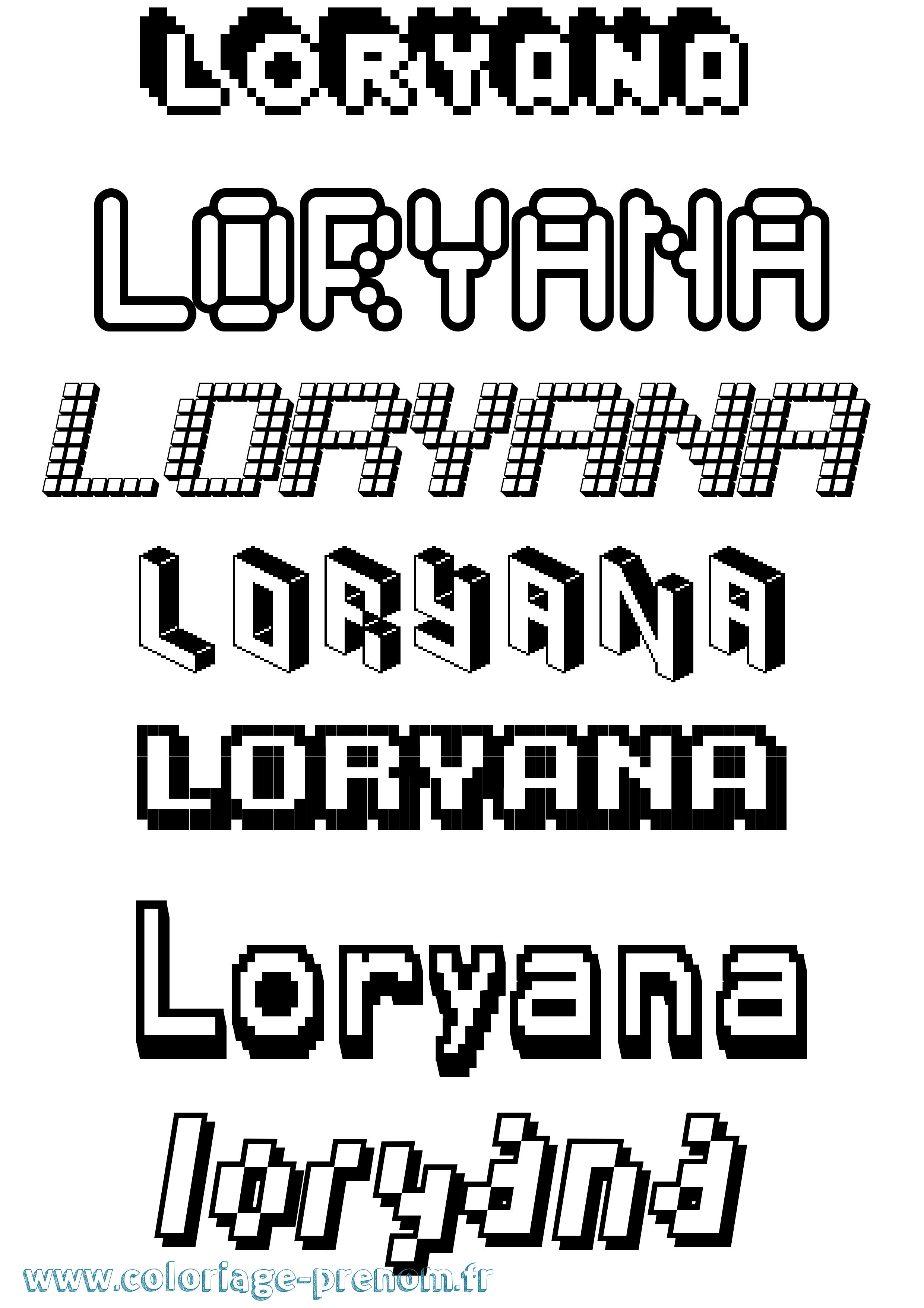 Coloriage Loryana Pixel Coloriage prénom Loryana Pixel