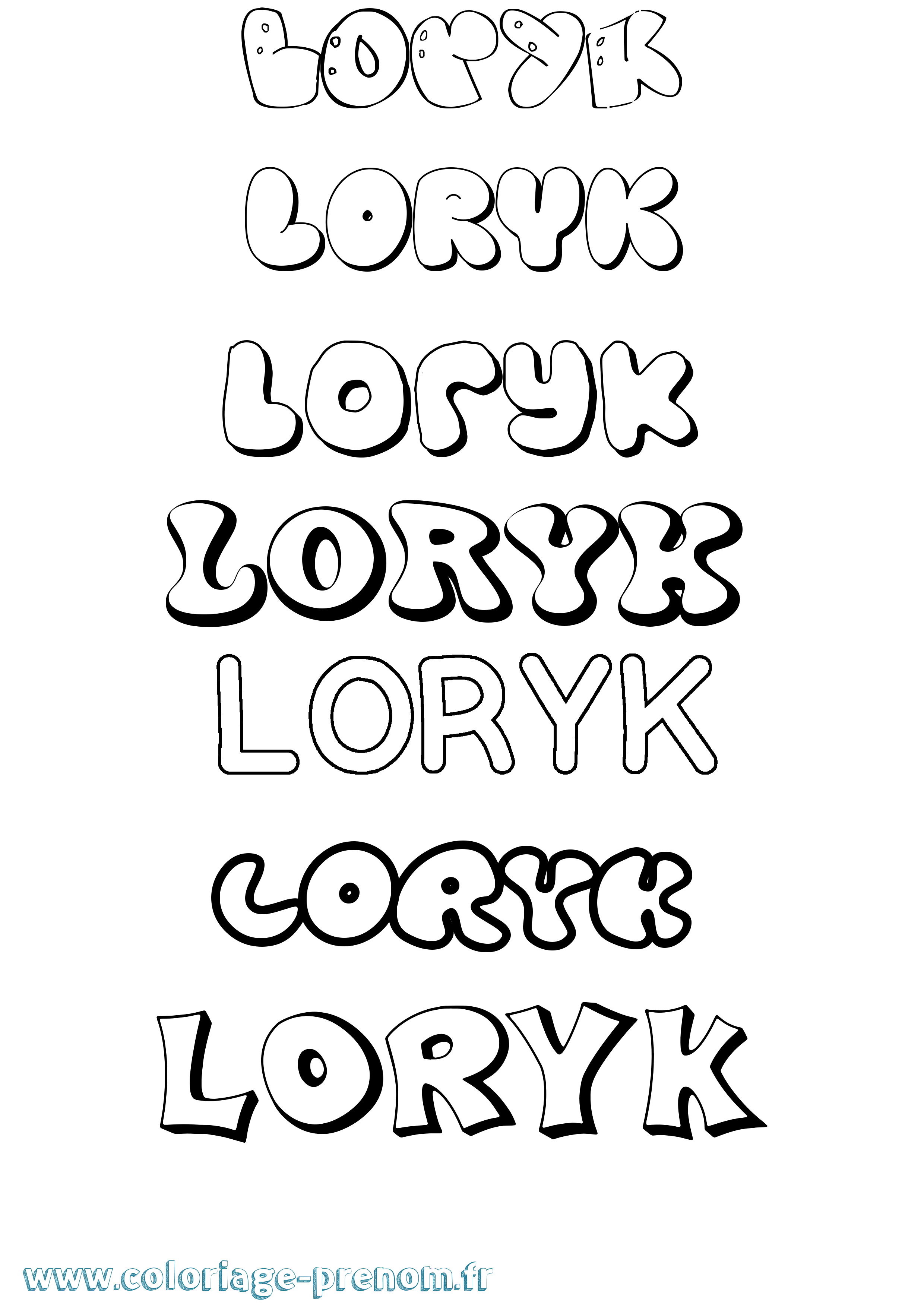 Coloriage Loryk Bubble Coloriage prénom Loryk Bubble