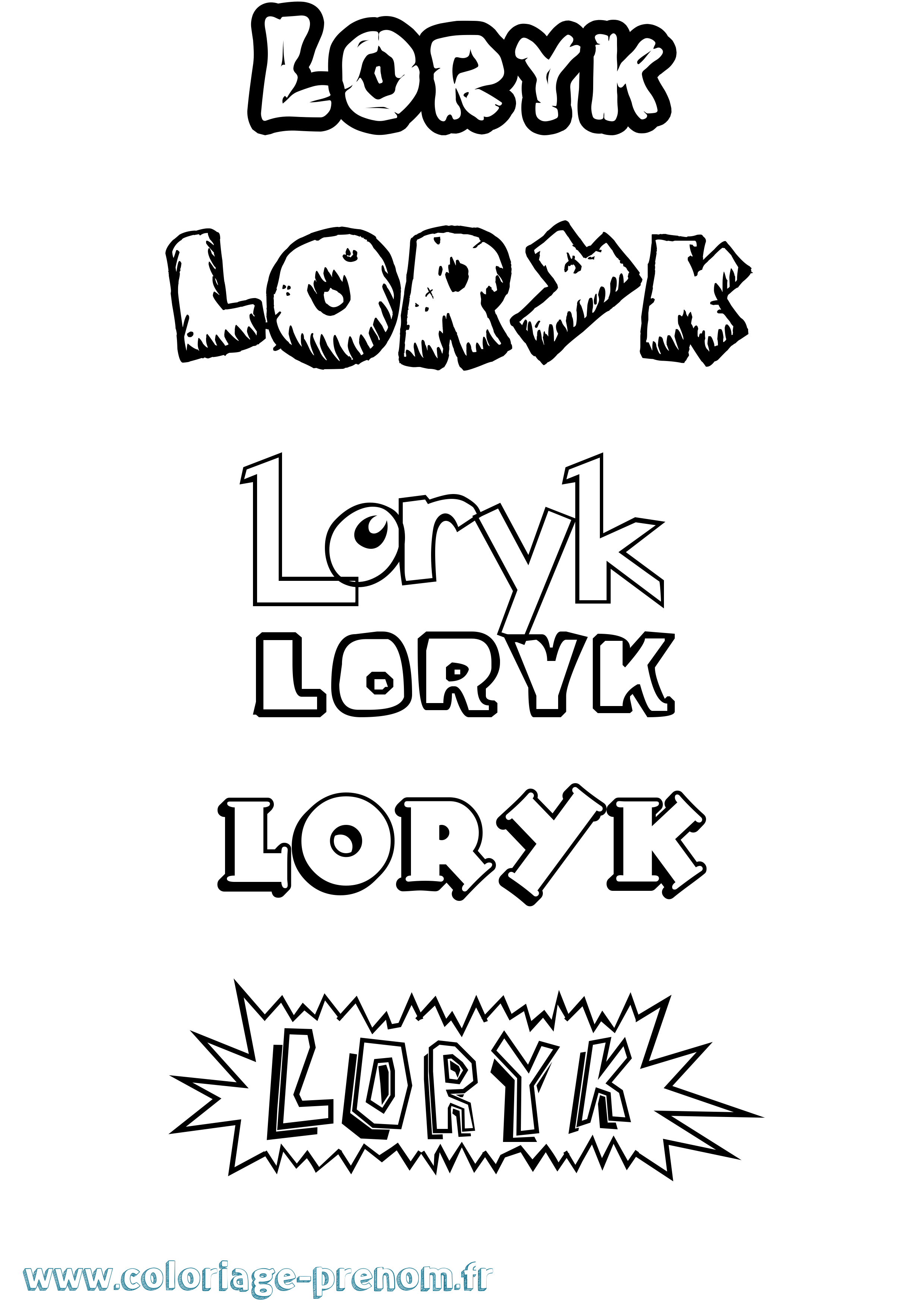 Coloriage Loryk Dessin Animé Coloriage prénom Loryk Dessin Animé