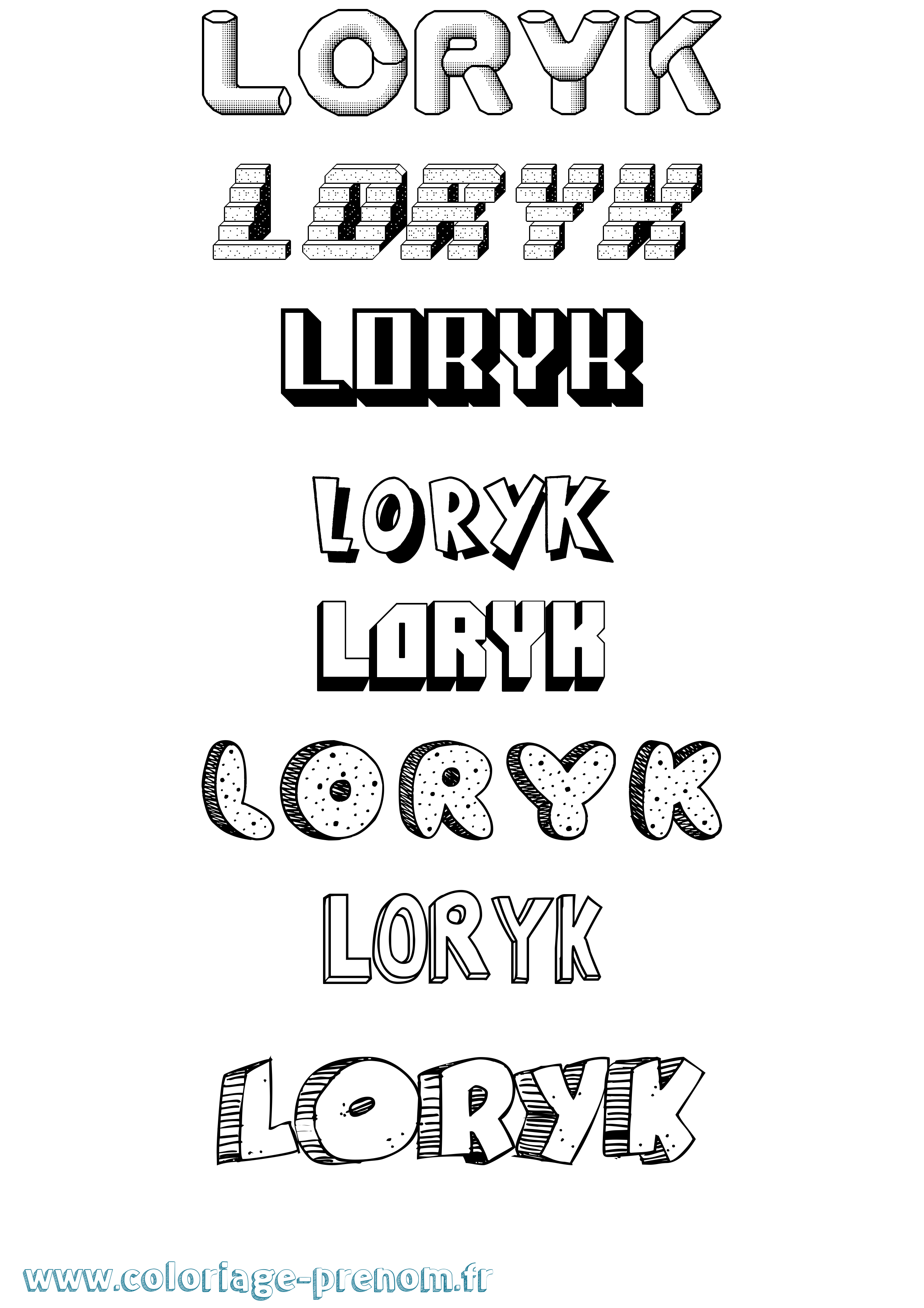 Coloriage Loryk Effet 3D Coloriage prénom Loryk Effet 3D