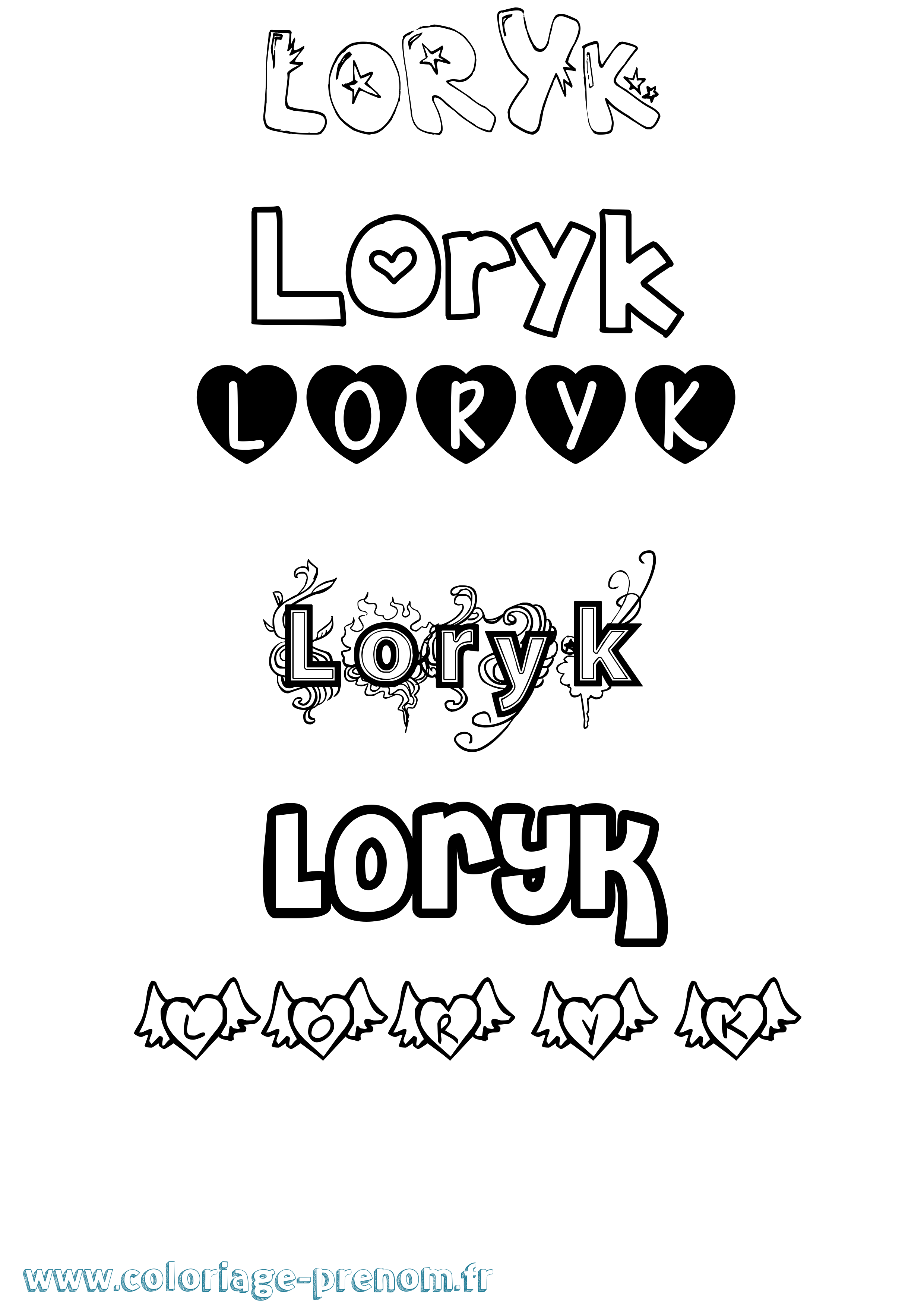 Coloriage Loryk Girly Coloriage prénom Loryk Girly