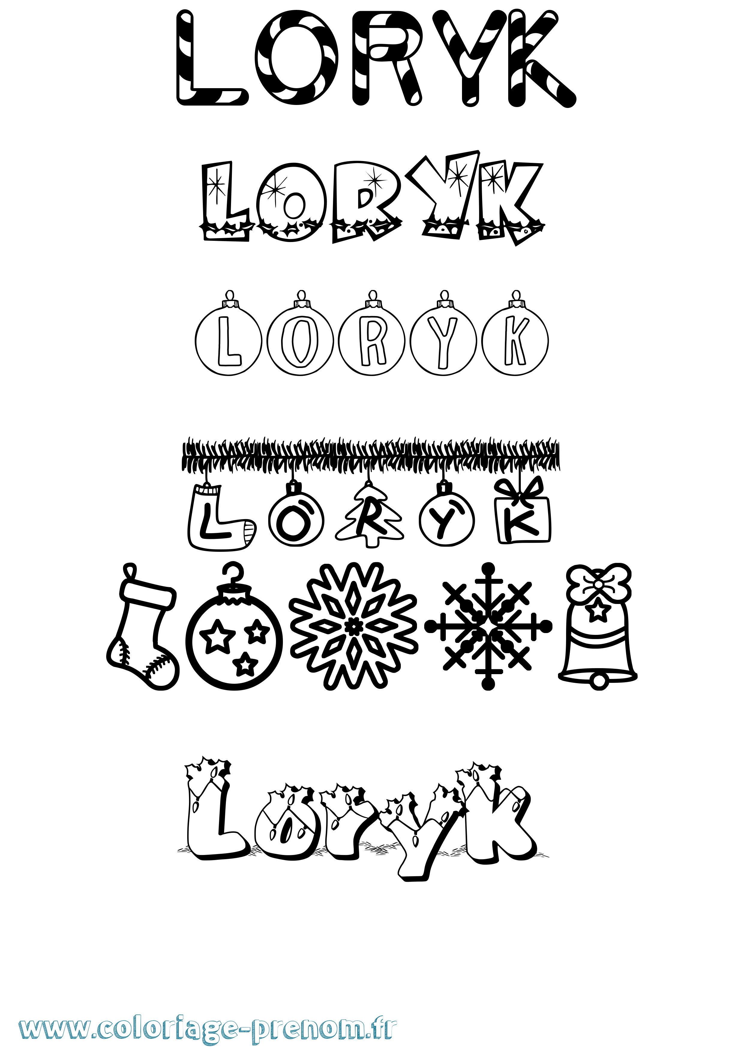 Coloriage Loryk Noël Coloriage prénom Loryk Noël