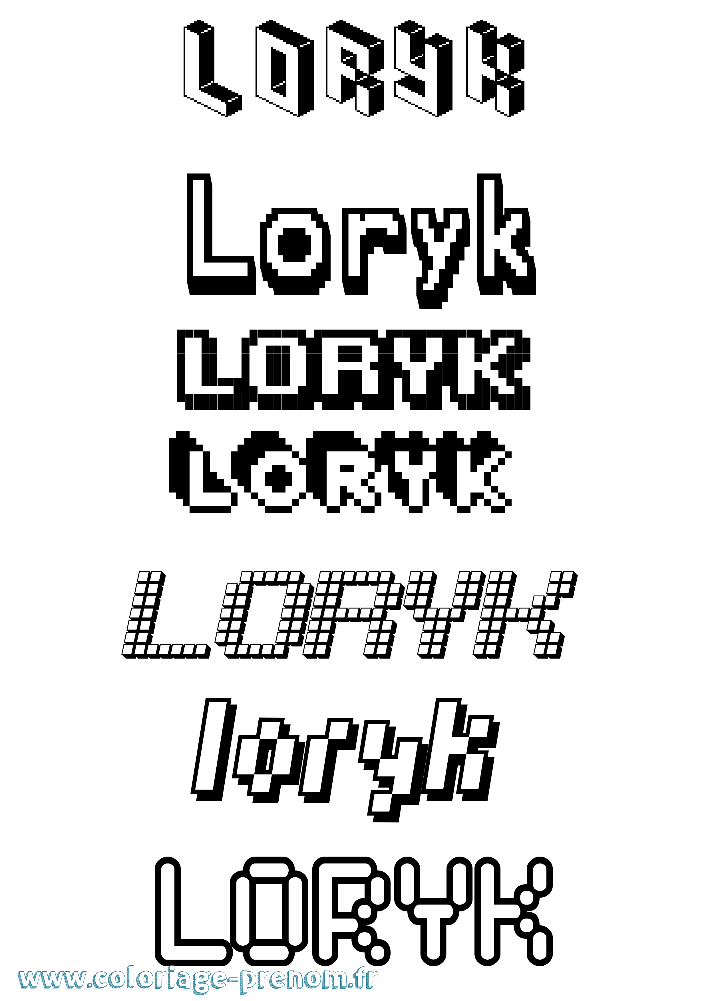 Coloriage Loryk Pixel Coloriage prénom Loryk Pixel
