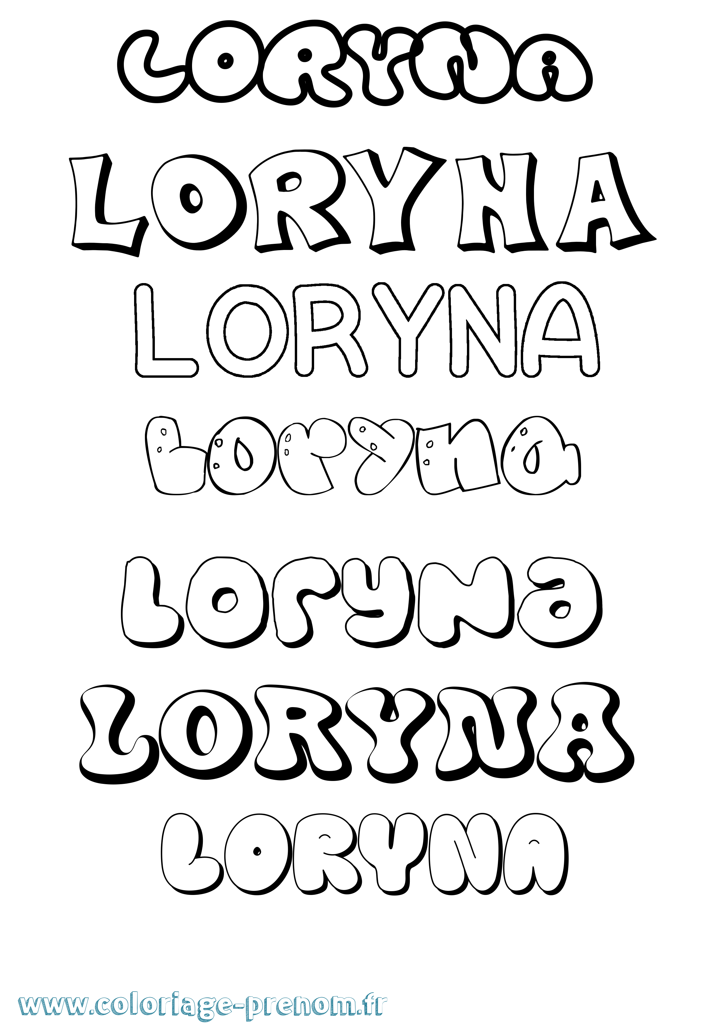 Coloriage Loryna Bubble Coloriage prénom Loryna Bubble