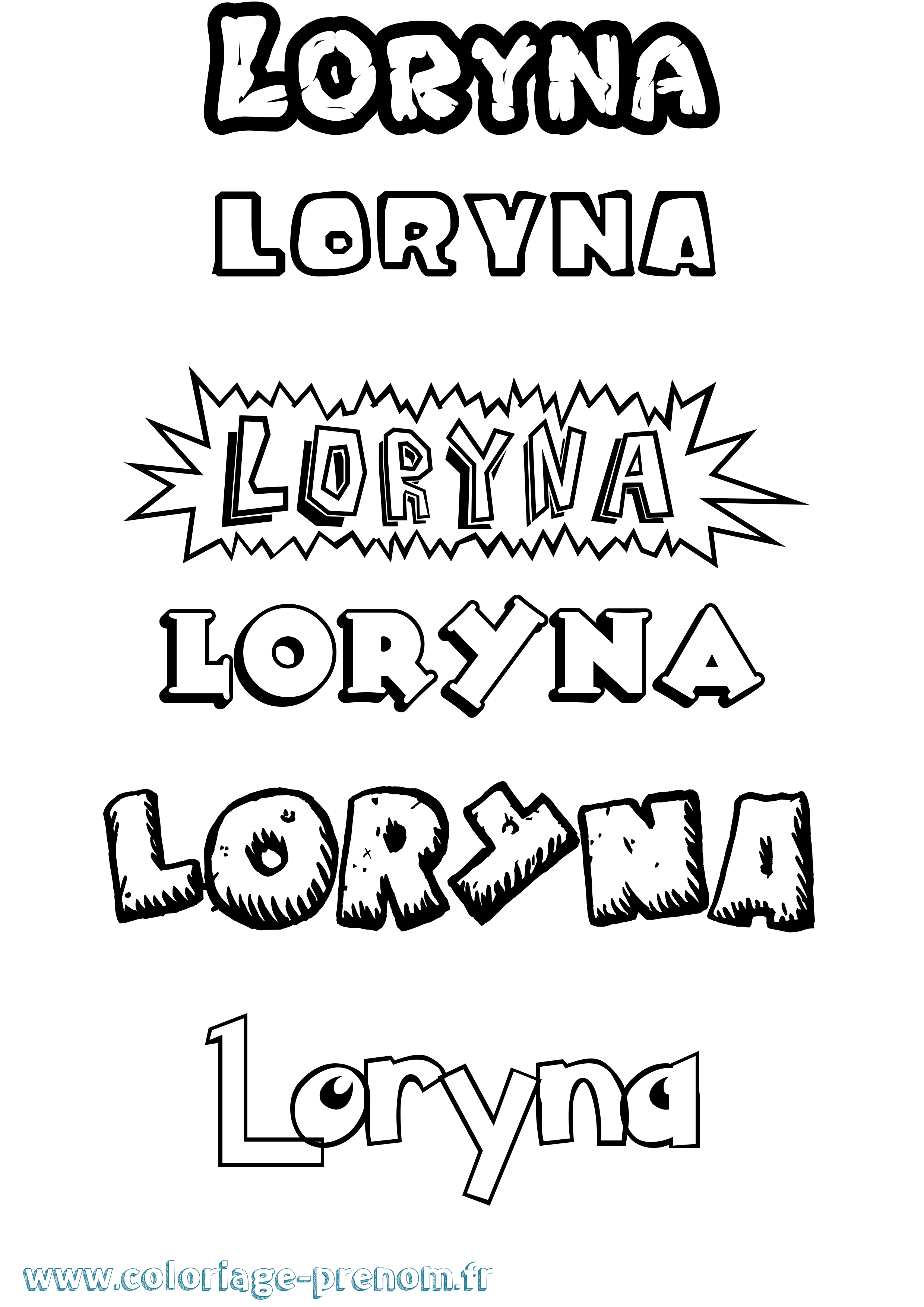 Coloriage Loryna Dessin Animé Coloriage prénom Loryna Dessin Animé