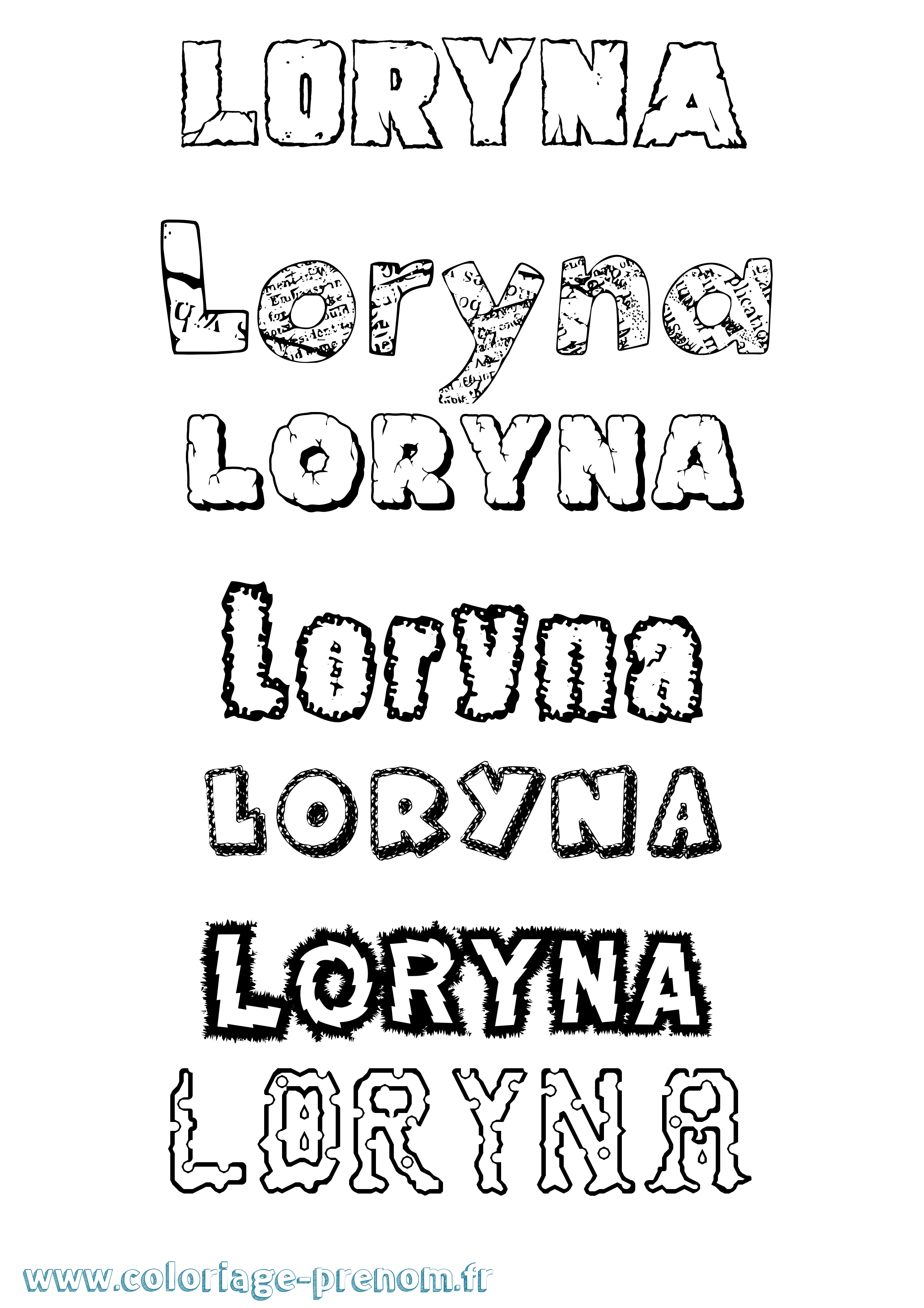 Coloriage Loryna Destructuré Coloriage prénom Loryna Destructuré