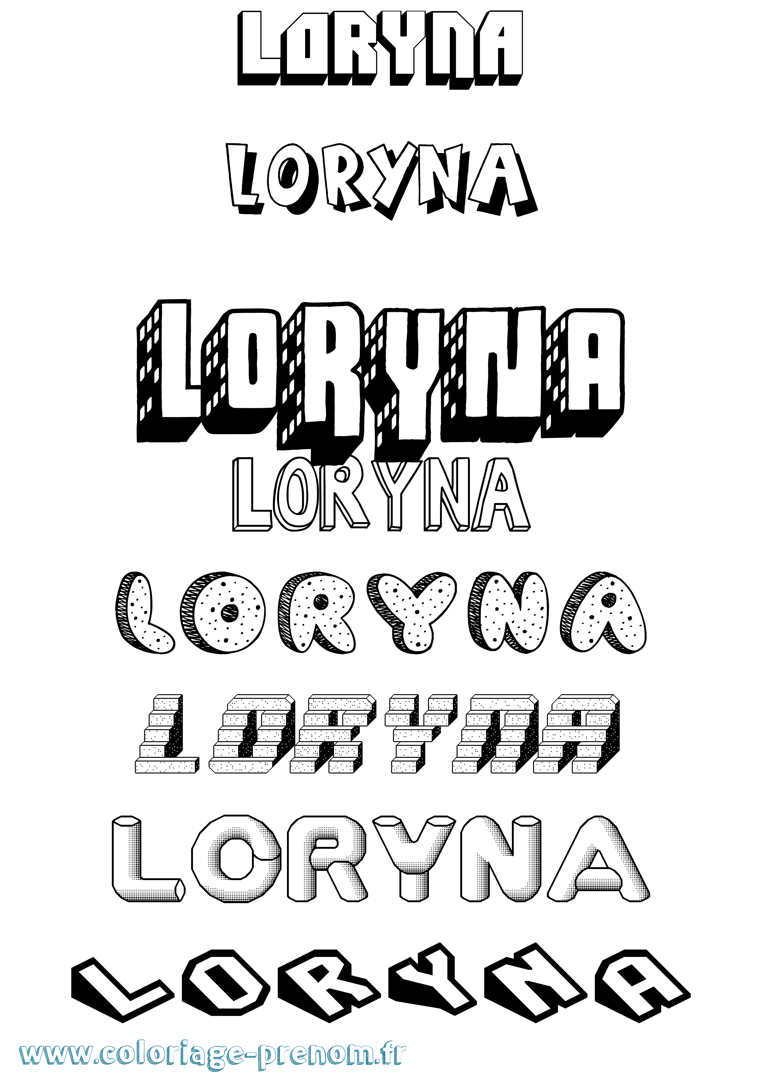 Coloriage Loryna Effet 3D Coloriage prénom Loryna Effet 3D