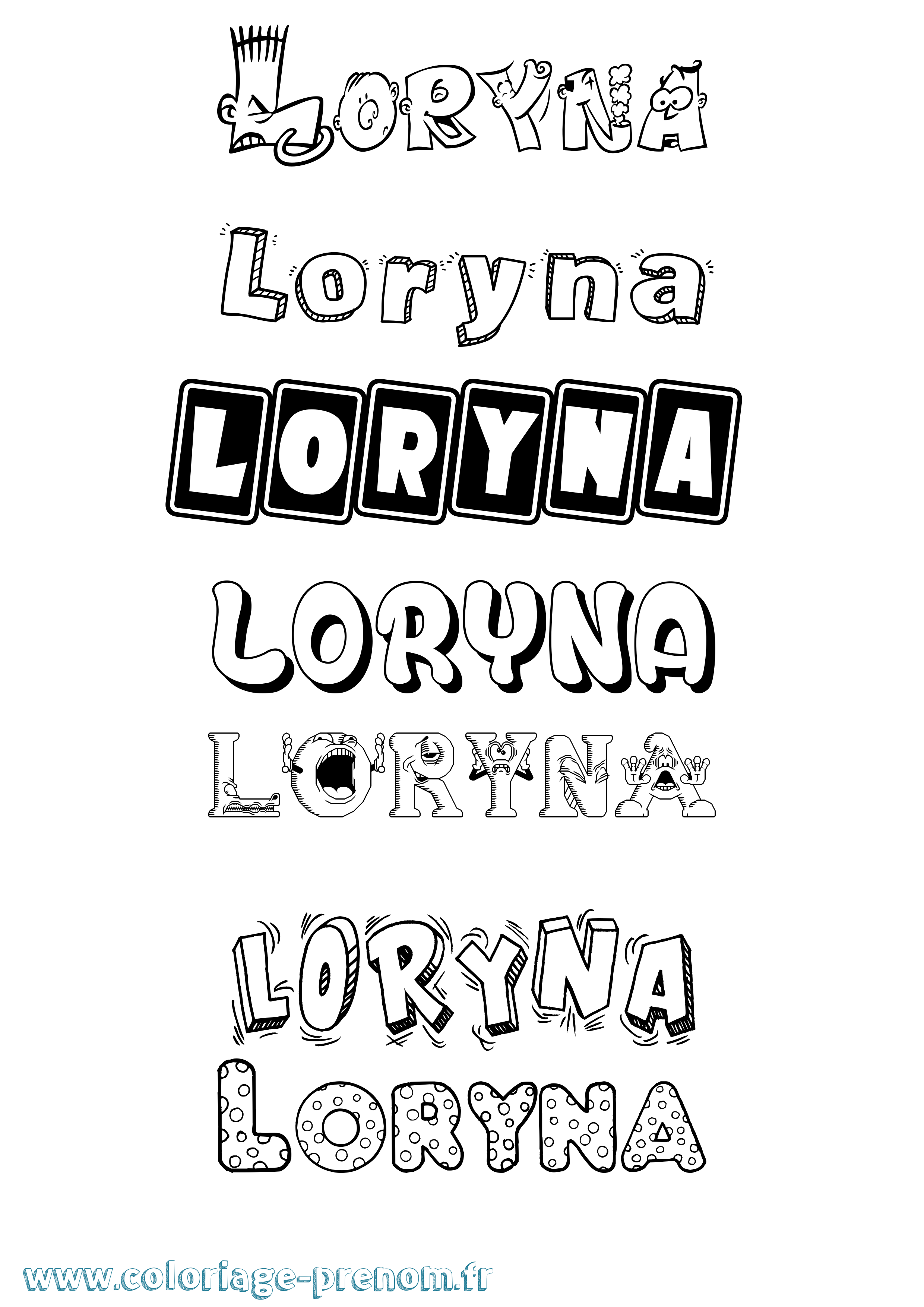 Coloriage Loryna Fun Coloriage prénom Loryna Fun
