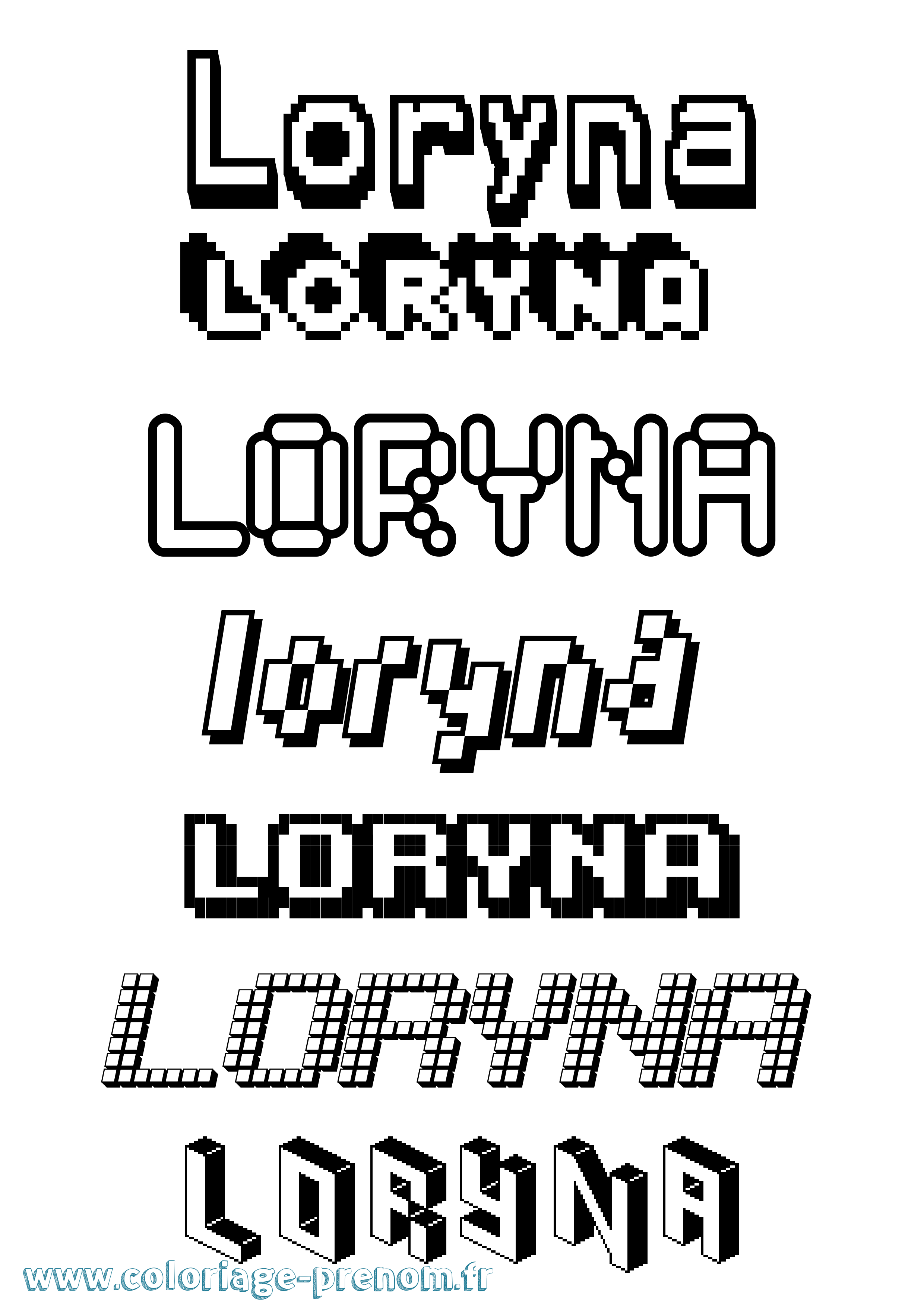 Coloriage Loryna Pixel Coloriage prénom Loryna Pixel