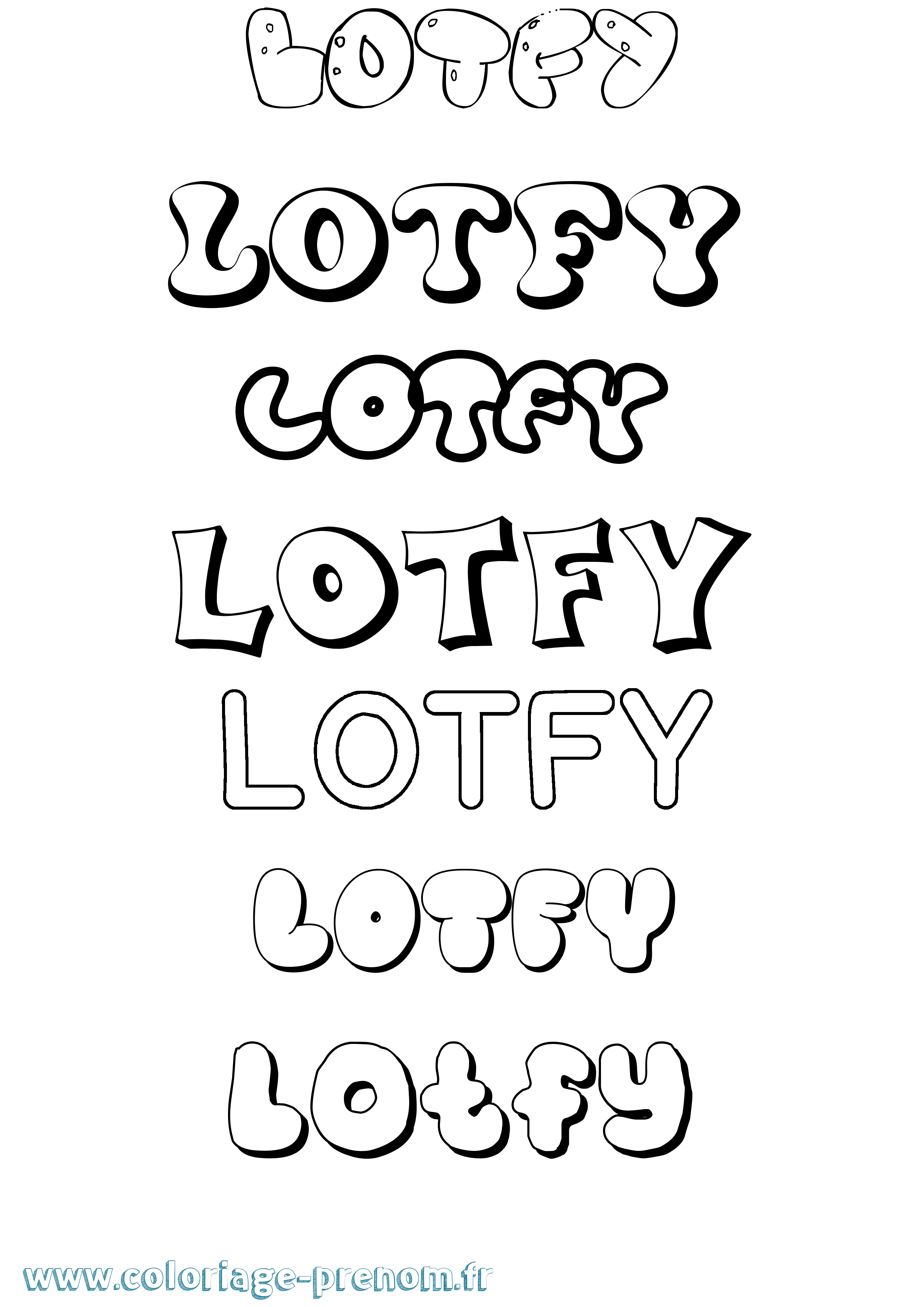 Coloriage Lotfy Bubble Coloriage prénom Lotfy Bubble