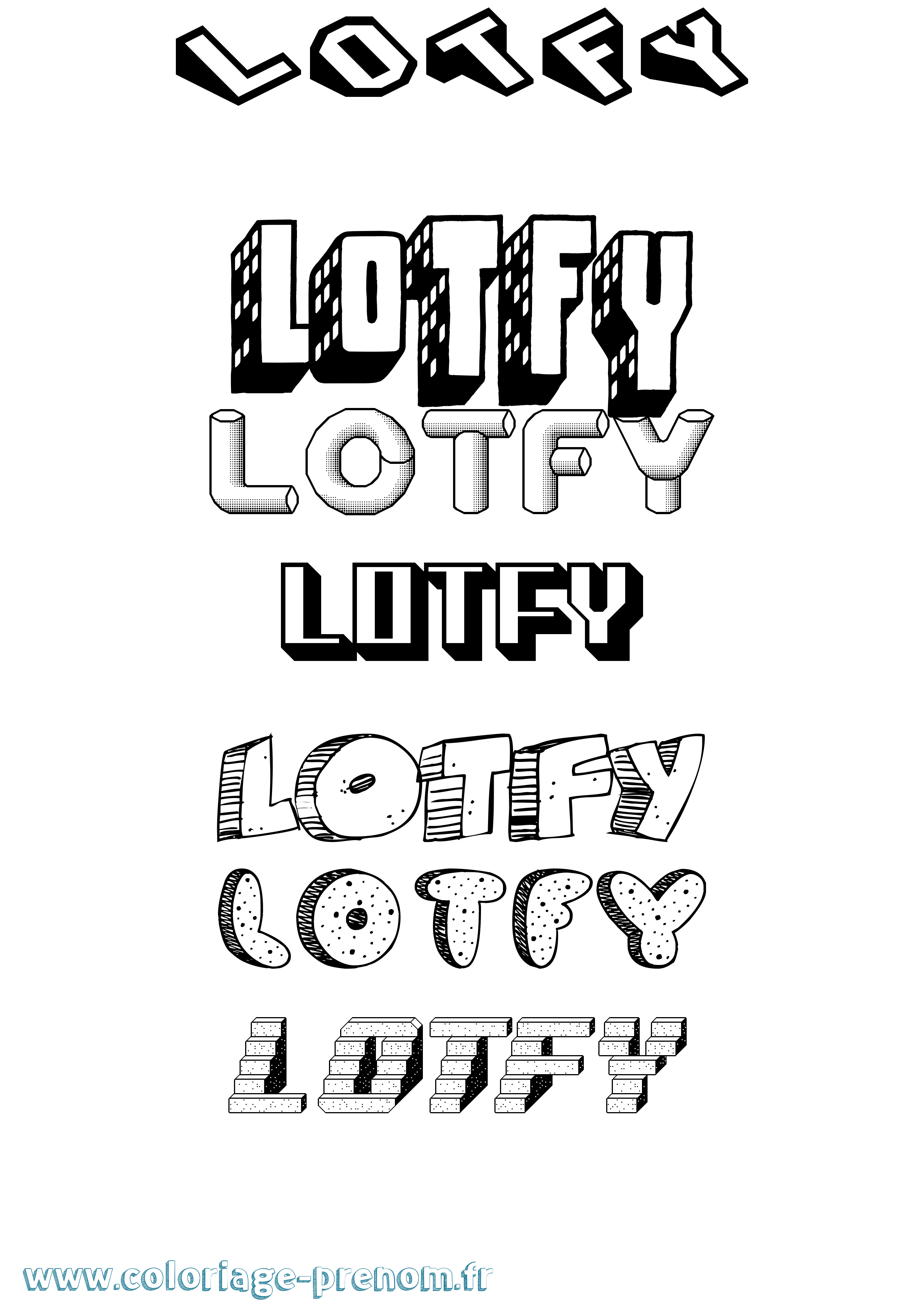Coloriage Lotfy Effet 3D Coloriage prénom Lotfy Effet 3D