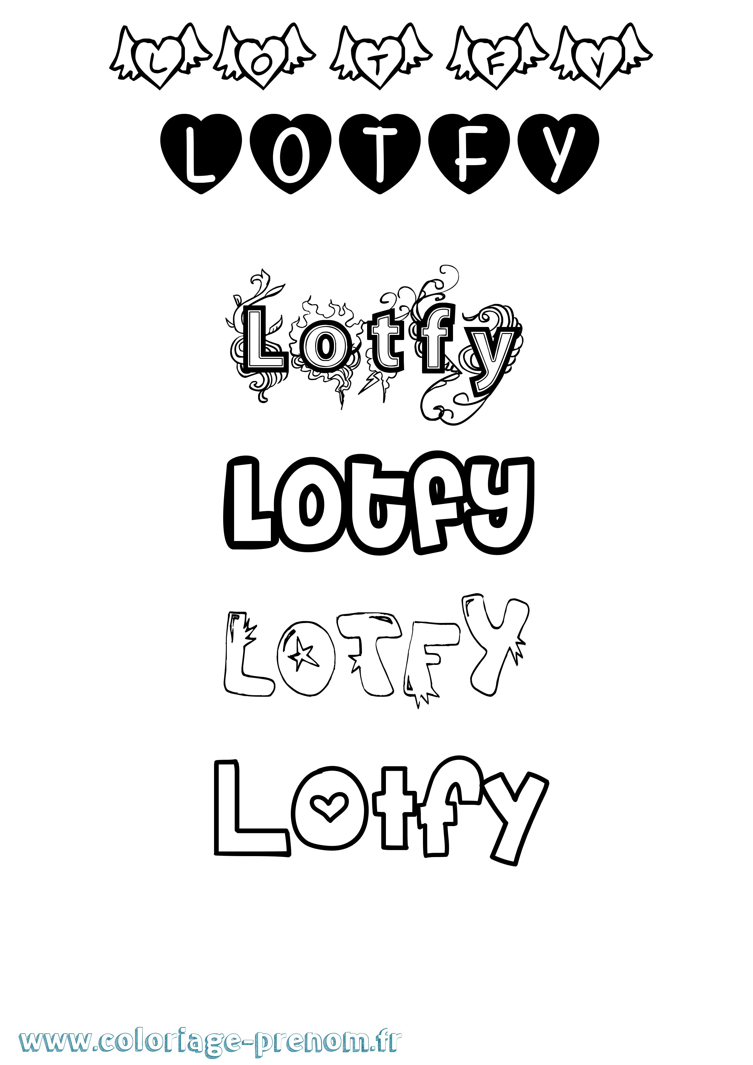 Coloriage Lotfy Girly Coloriage prénom Lotfy Girly