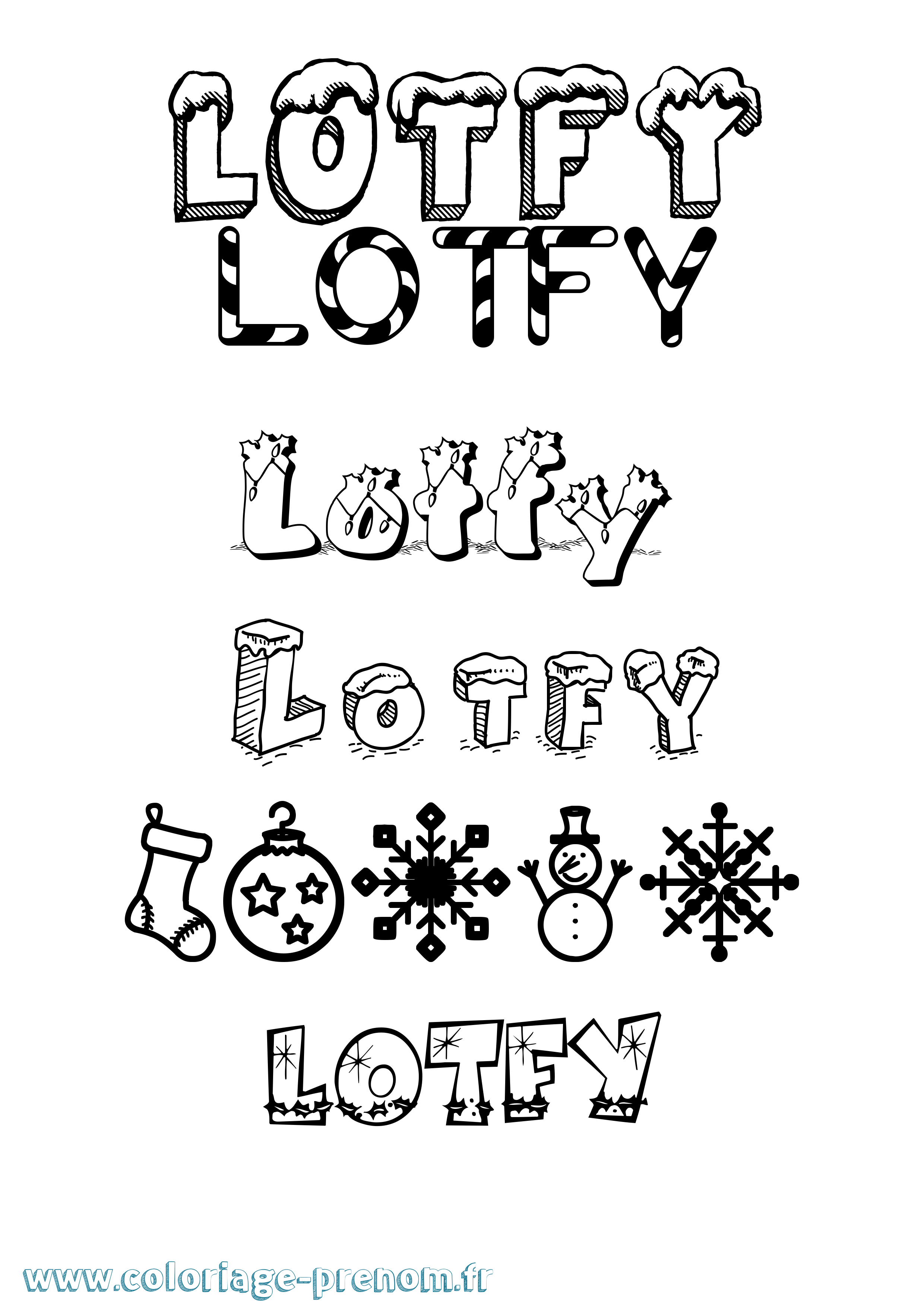 Coloriage Lotfy Noël Coloriage prénom Lotfy Noël