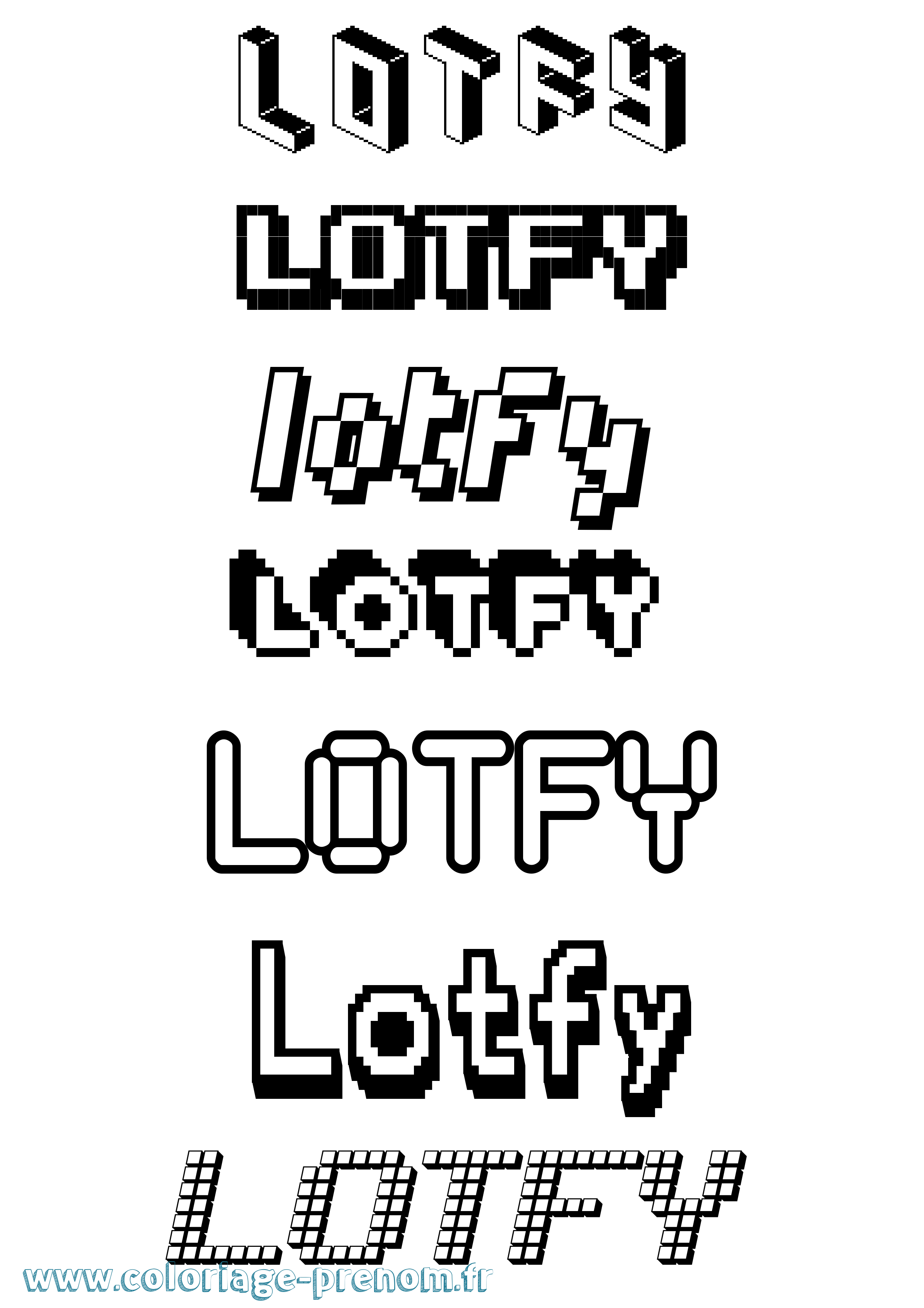 Coloriage Lotfy Pixel Coloriage prénom Lotfy Pixel