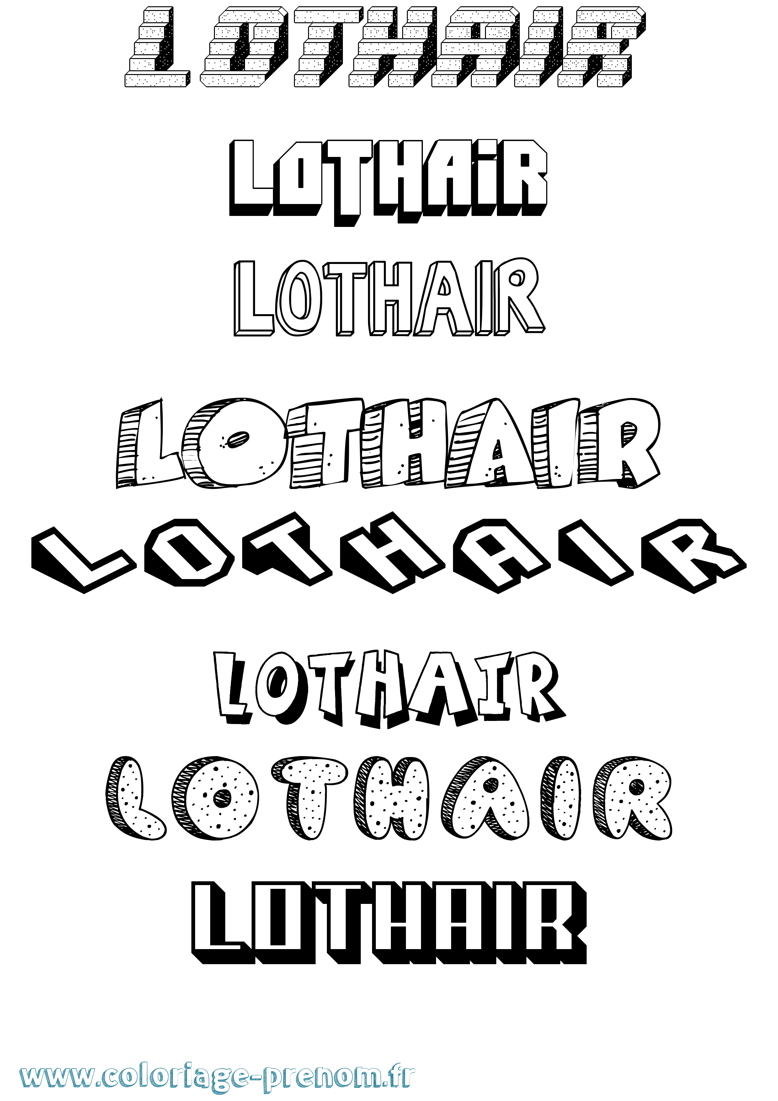 Coloriage Lothair Effet 3D Coloriage prénom Lothair Effet 3D
