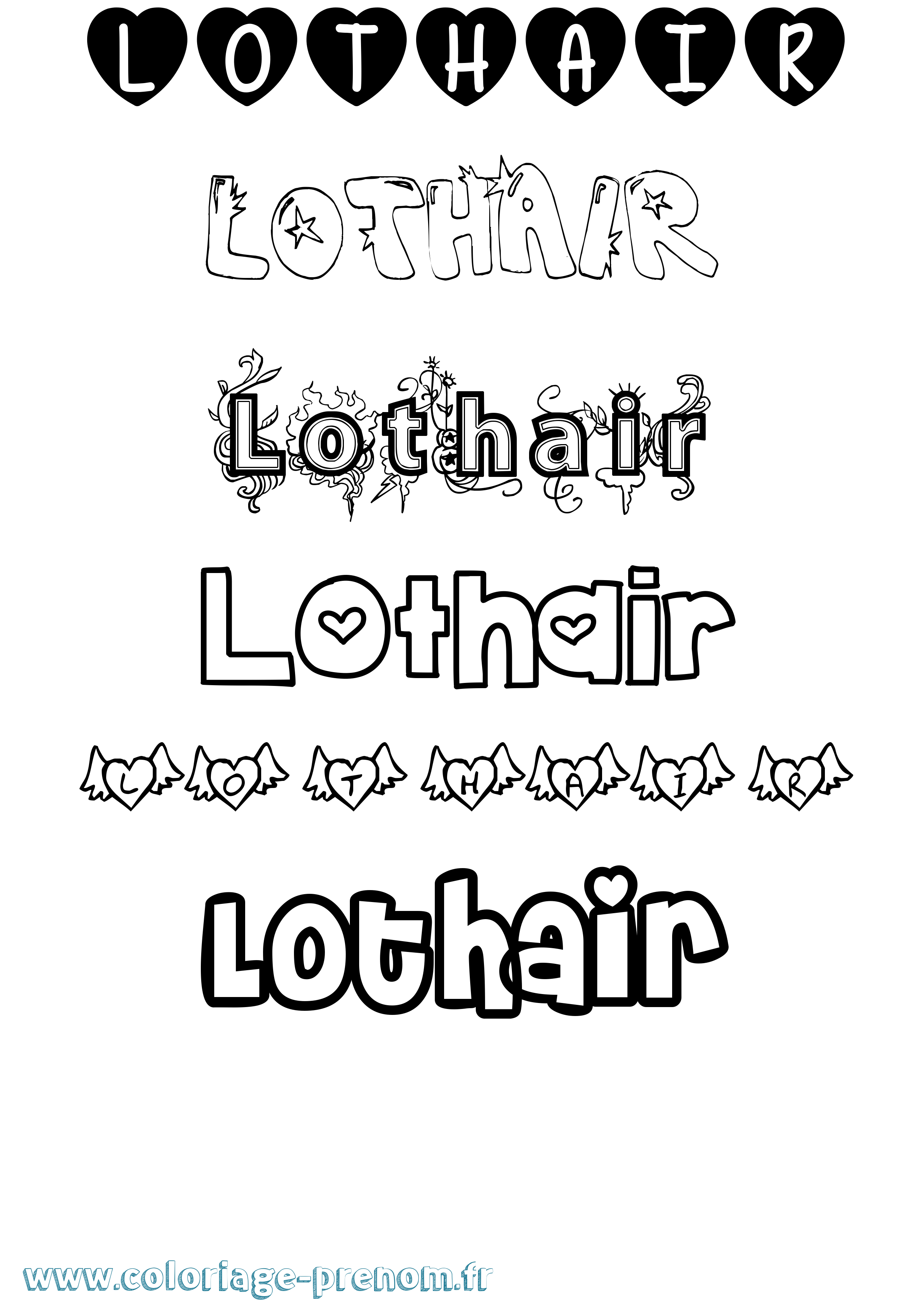 Coloriage Lothair Girly Coloriage prénom Lothair Girly