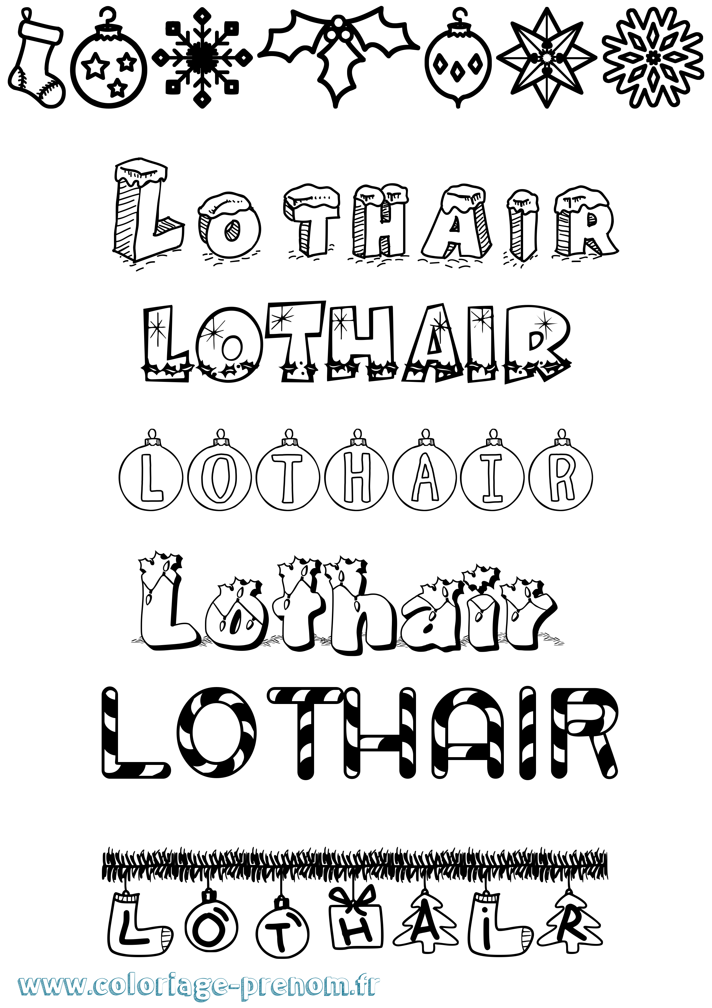 Coloriage Lothair Noël Coloriage prénom Lothair Noël