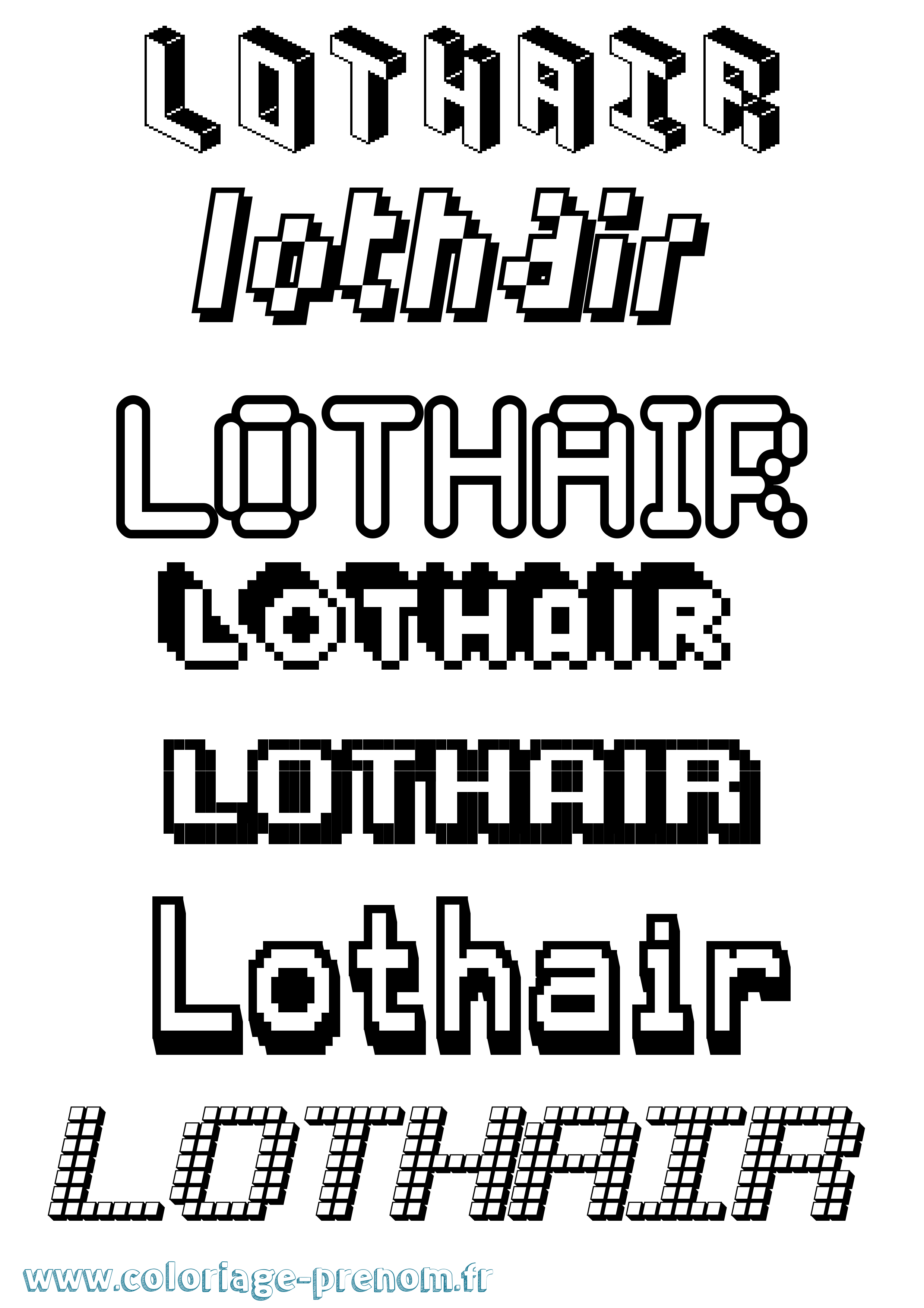 Coloriage Lothair Pixel Coloriage prénom Lothair Pixel
