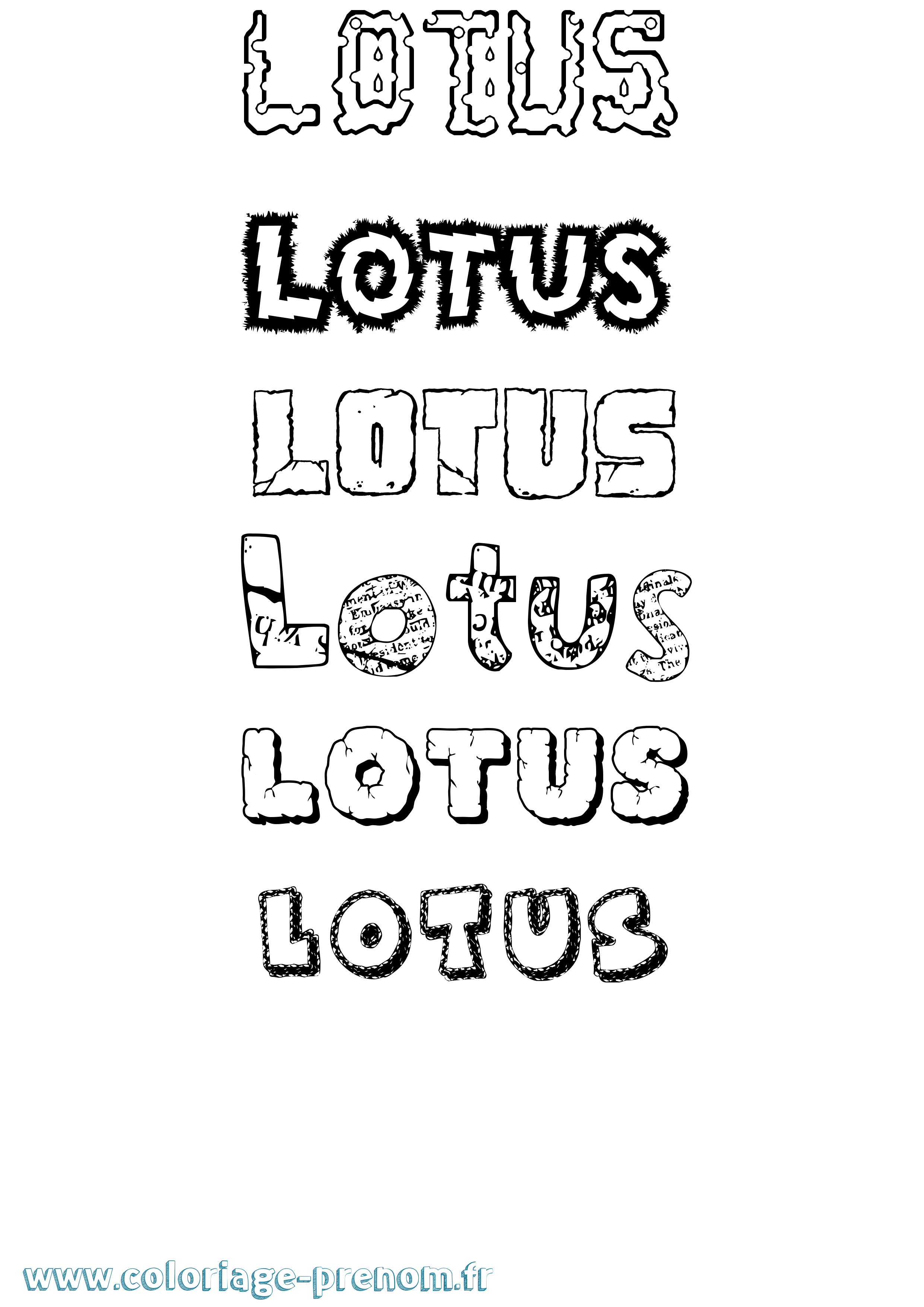 Coloriage Lotus Destructuré Coloriage prénom Lotus Destructuré