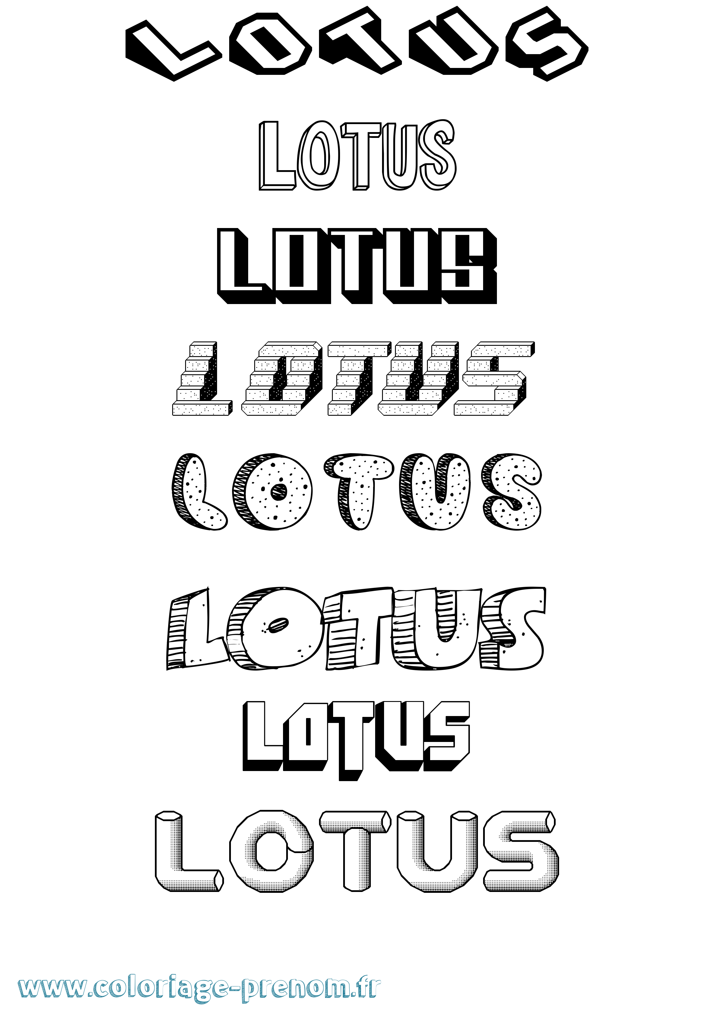 Coloriage Lotus Effet 3D Coloriage prénom Lotus Effet 3D
