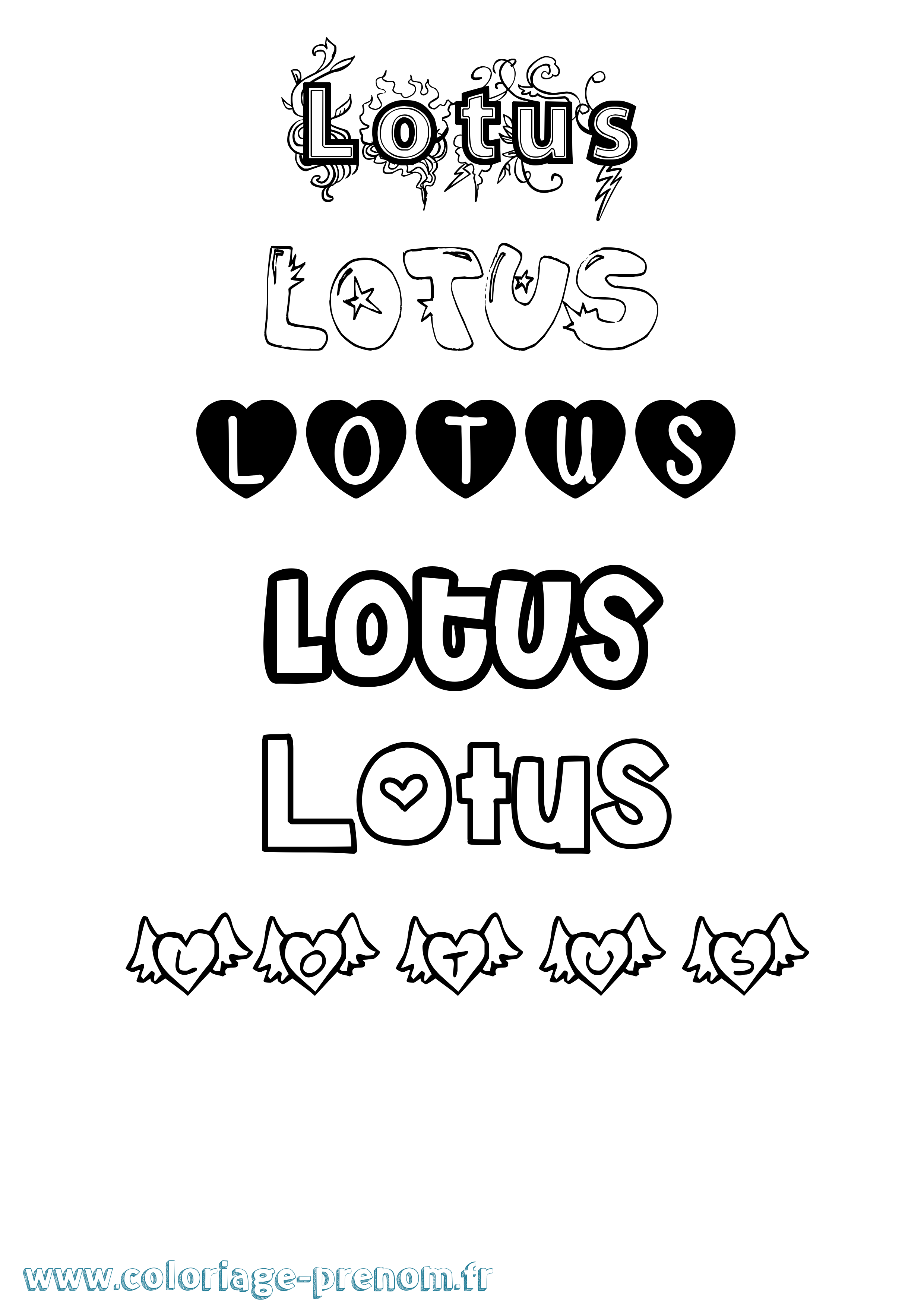 Coloriage Lotus Girly Coloriage prénom Lotus Girly