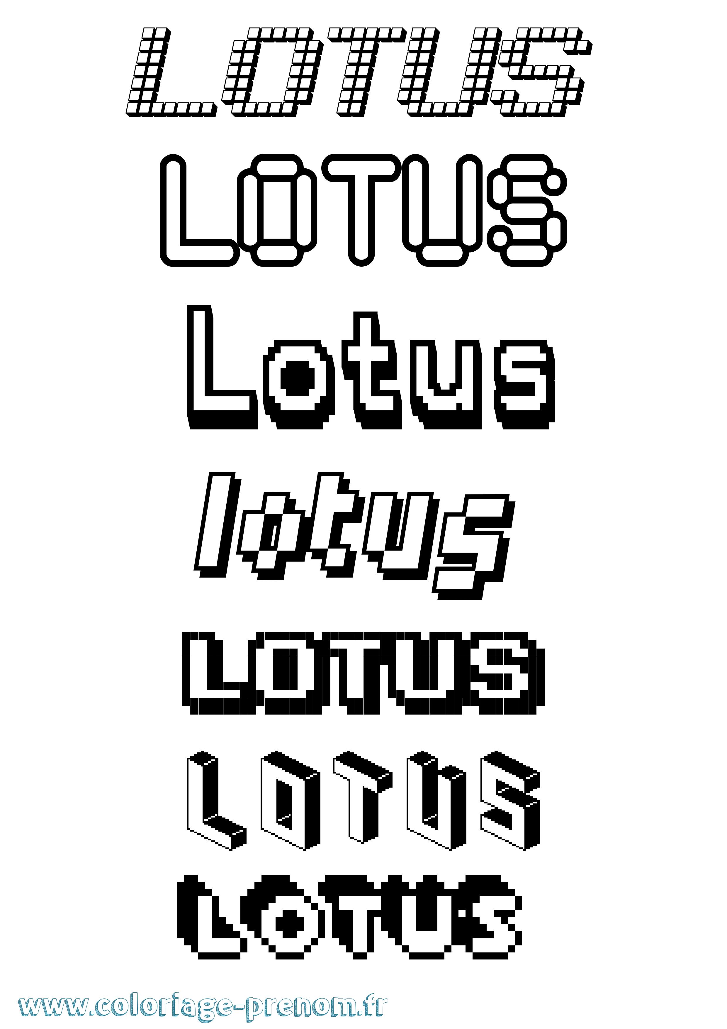 Coloriage Lotus Pixel Coloriage prénom Lotus Pixel
