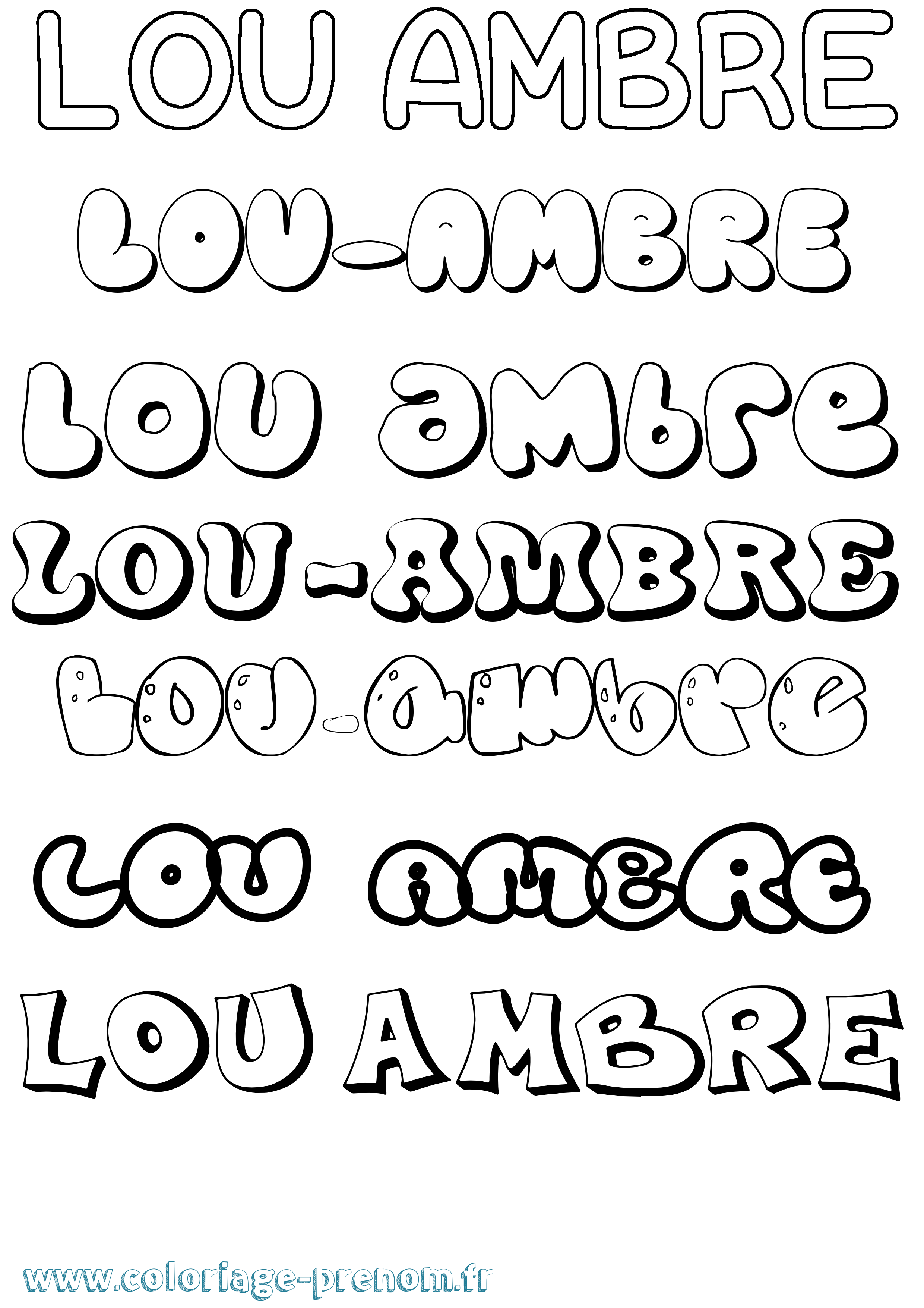 Coloriage Lou-Ambre Bubble Coloriage prénom Lou-Ambre Bubble