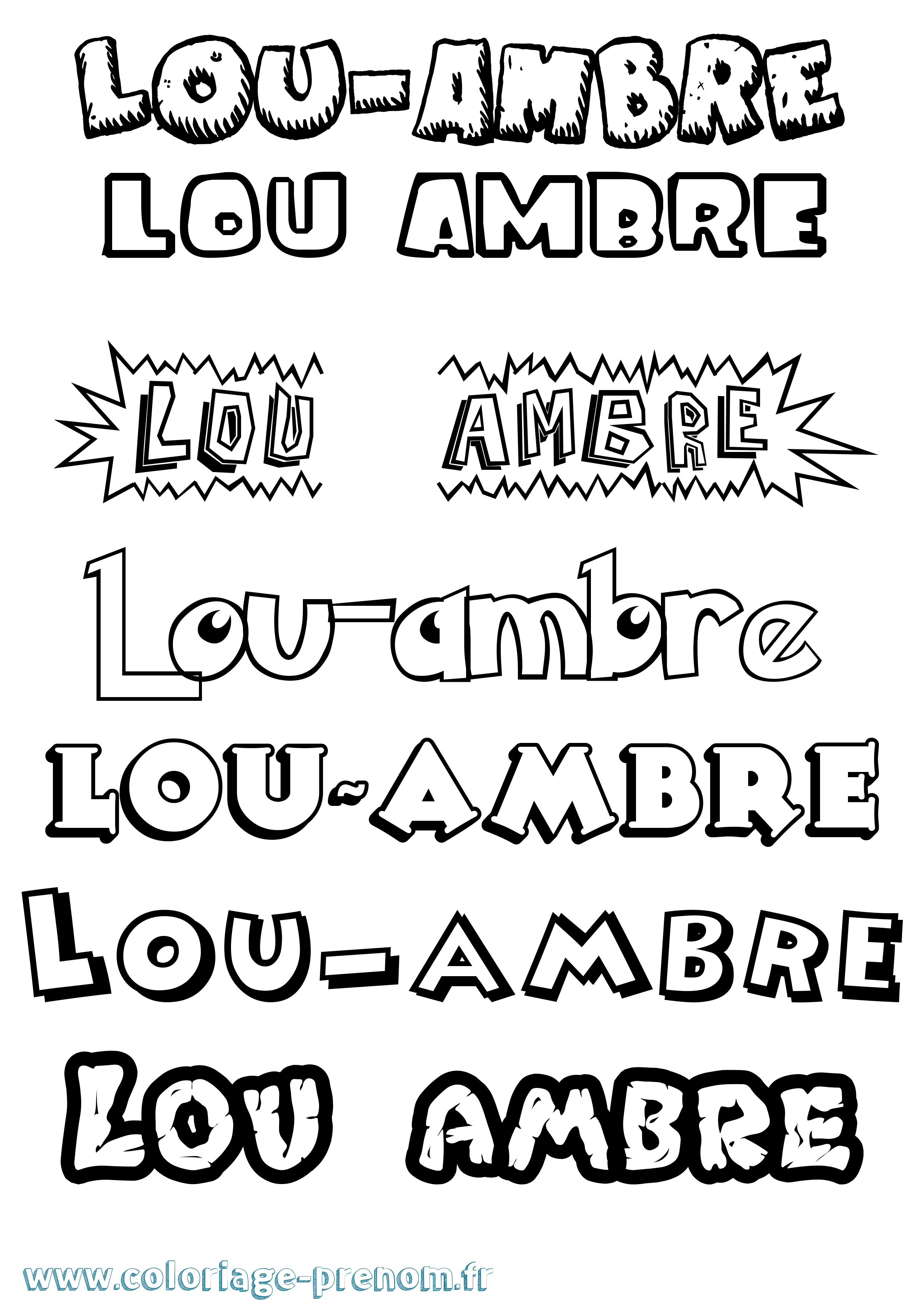 Coloriage Lou-Ambre Dessin Animé Coloriage prénom Lou-Ambre Dessin Animé