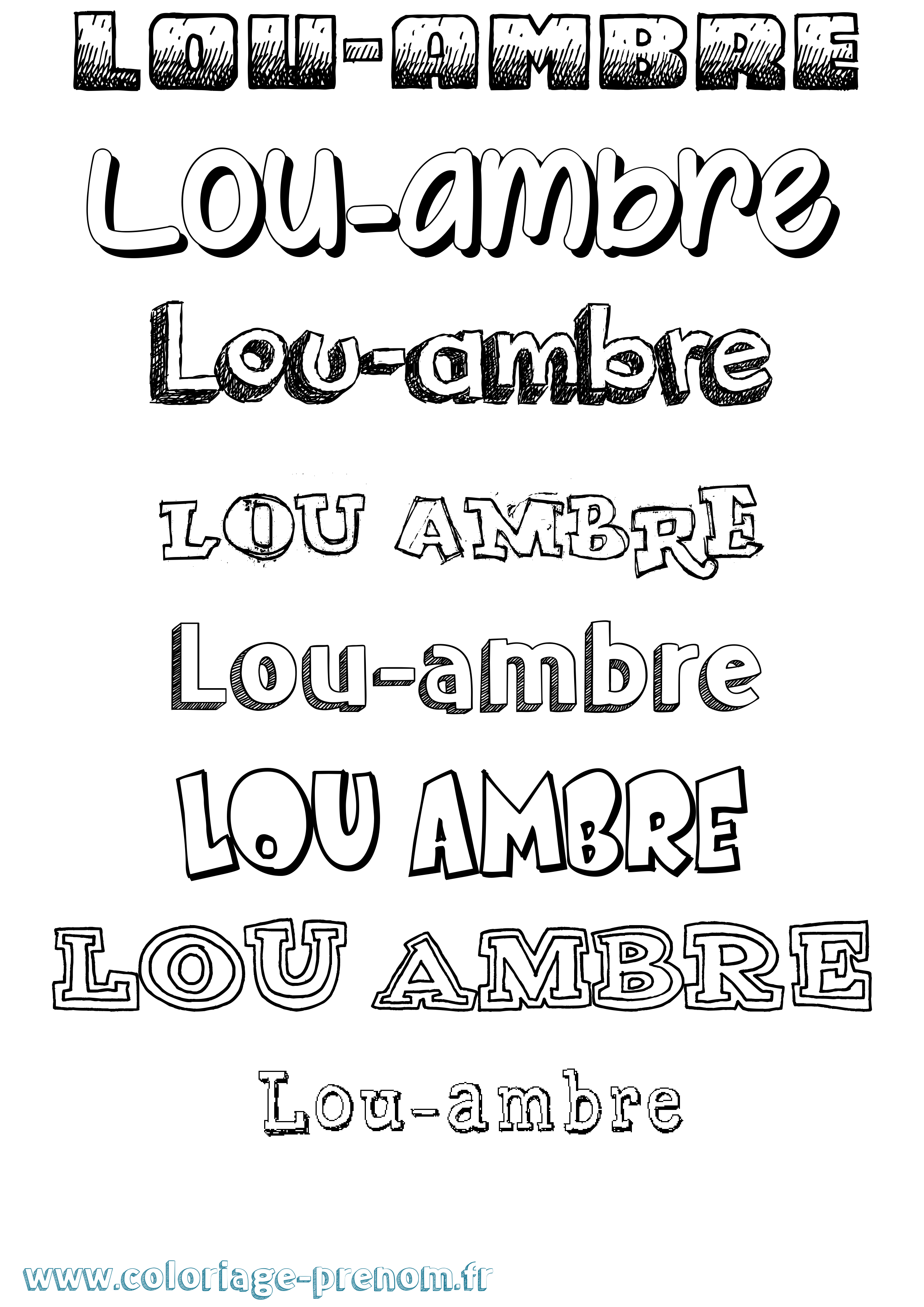 Coloriage Lou-Ambre Dessiné Coloriage prénom Lou-Ambre Dessiné