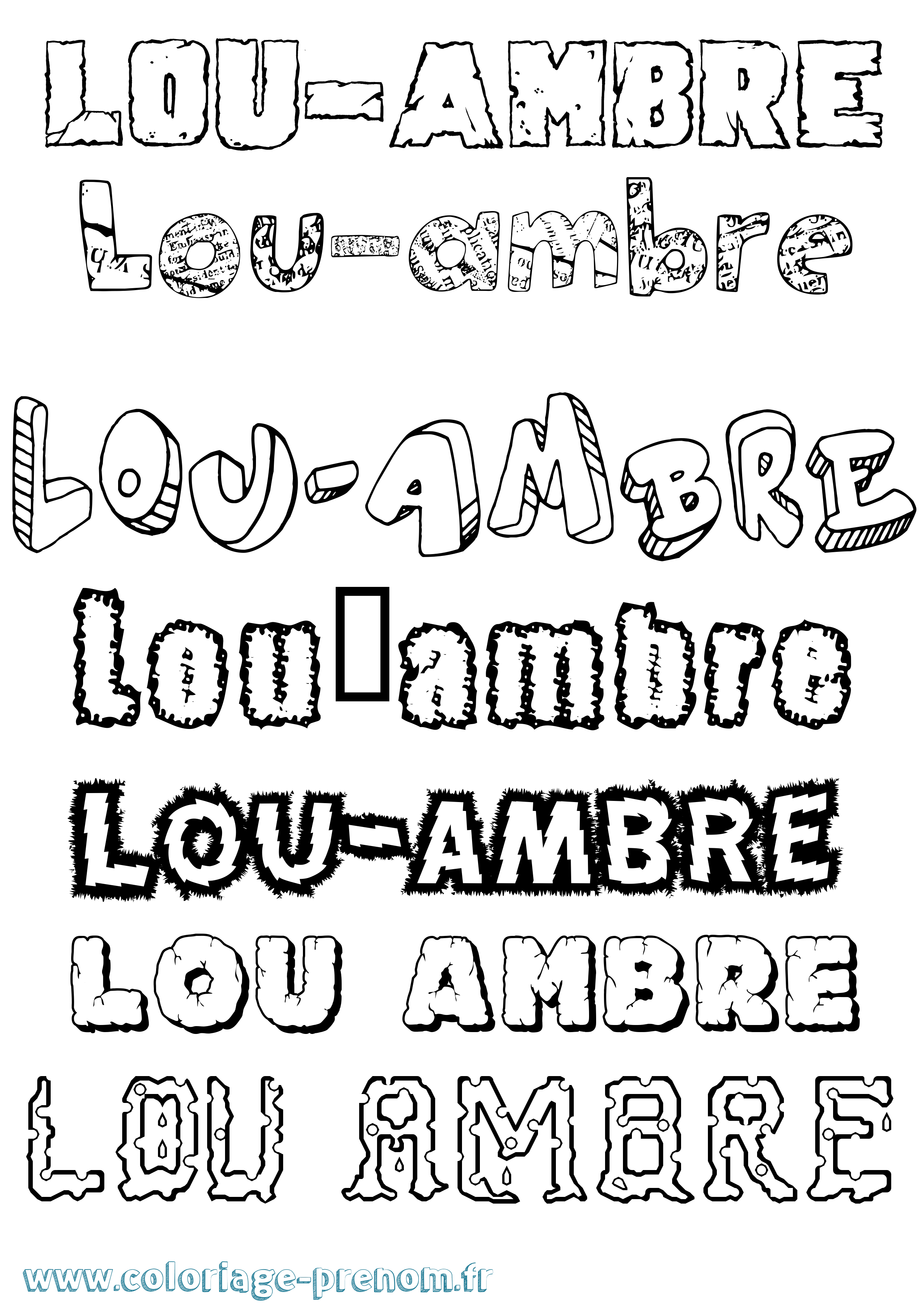 Coloriage Lou-Ambre Destructuré Coloriage prénom Lou-Ambre Destructuré