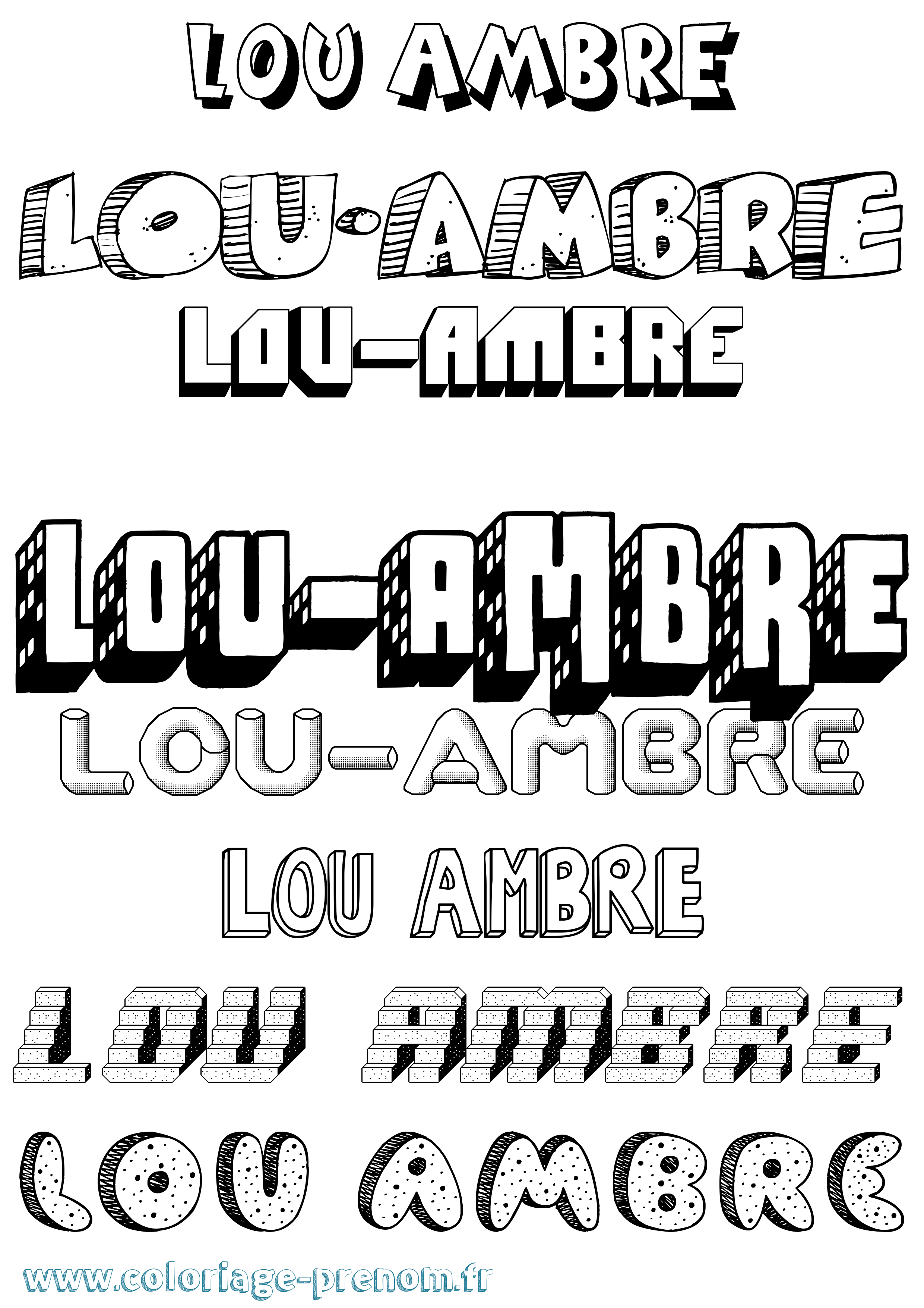 Coloriage Lou-Ambre Effet 3D Coloriage prénom Lou-Ambre Effet 3D