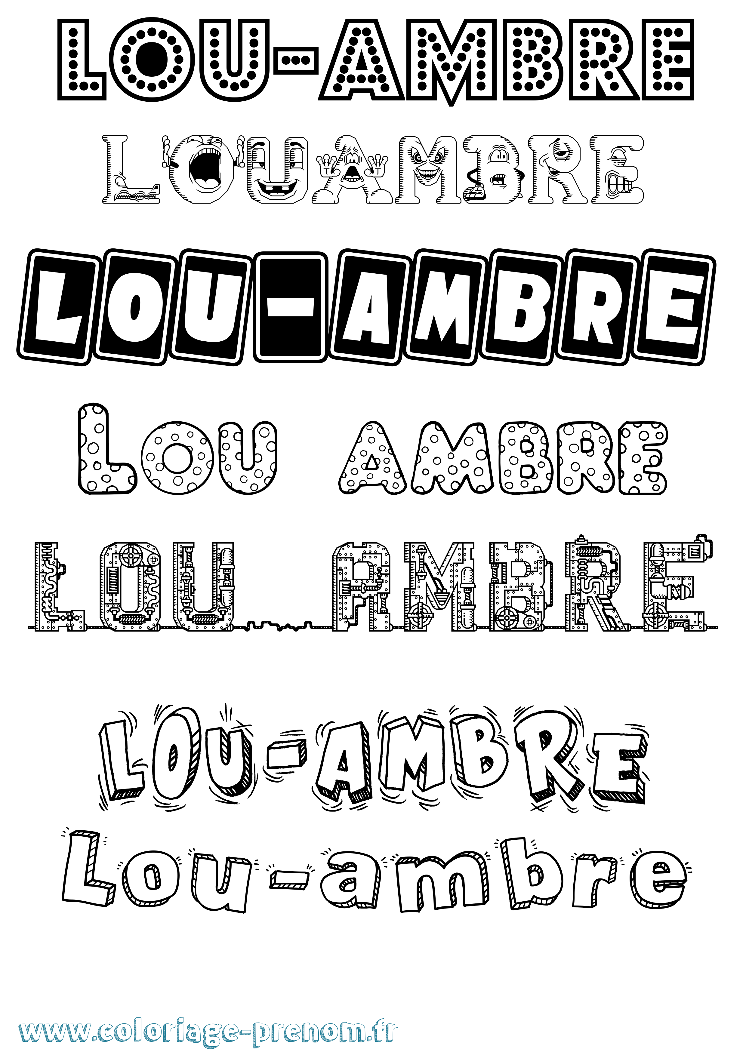 Coloriage Lou-Ambre Fun Coloriage prénom Lou-Ambre Fun