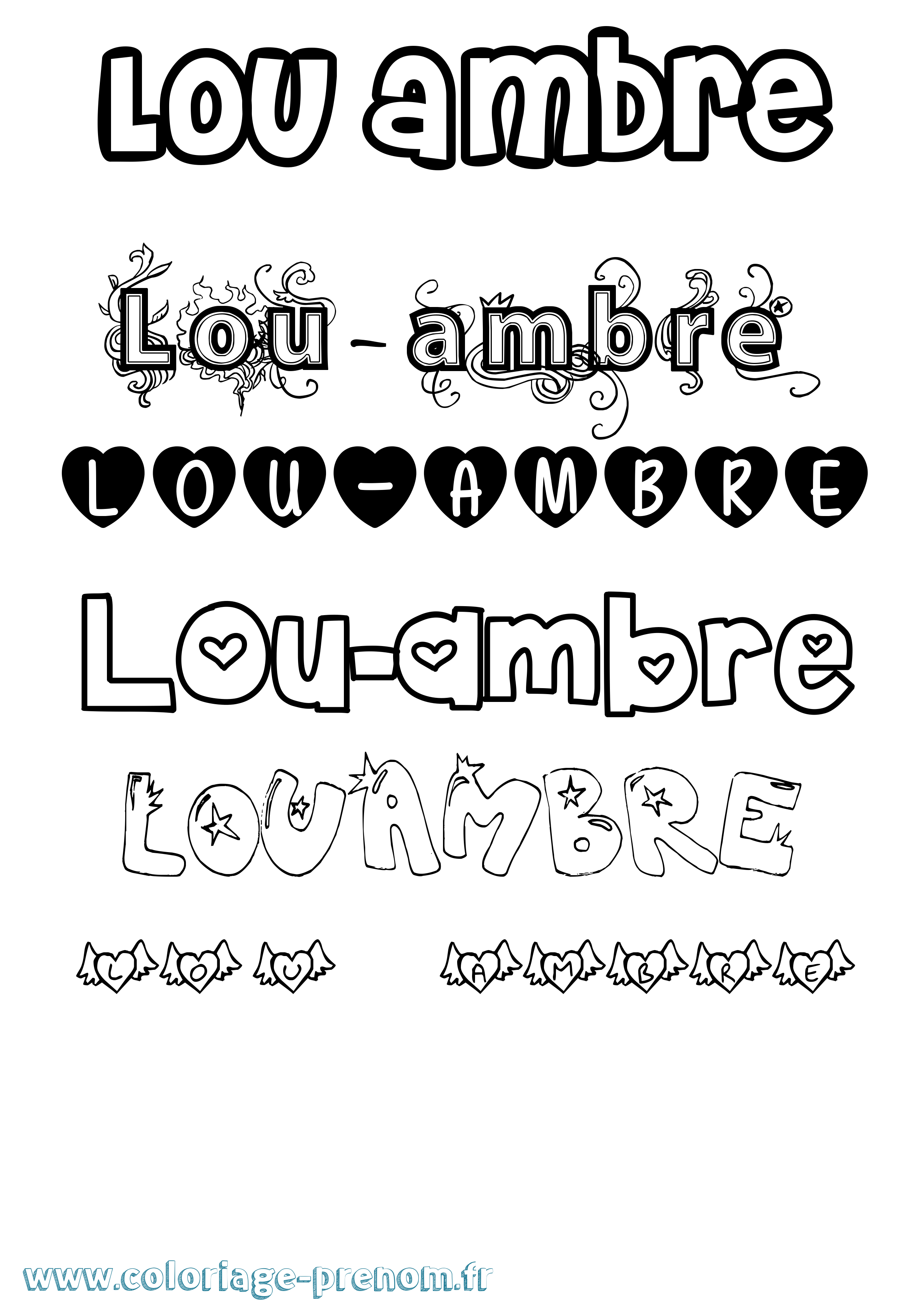Coloriage Lou-Ambre Girly Coloriage prénom Lou-Ambre Girly