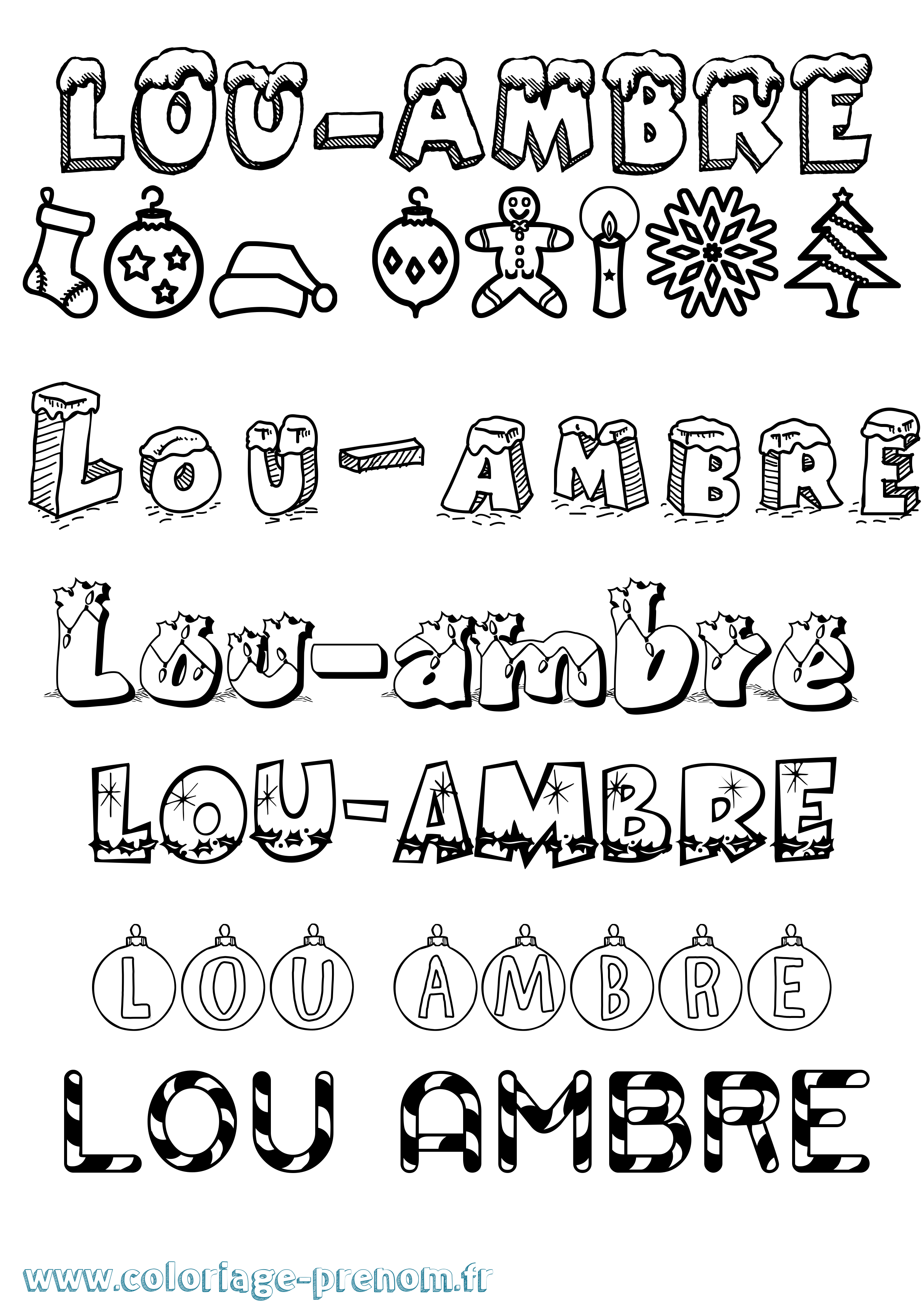 Coloriage Lou-Ambre Noël Coloriage prénom Lou-Ambre Noël