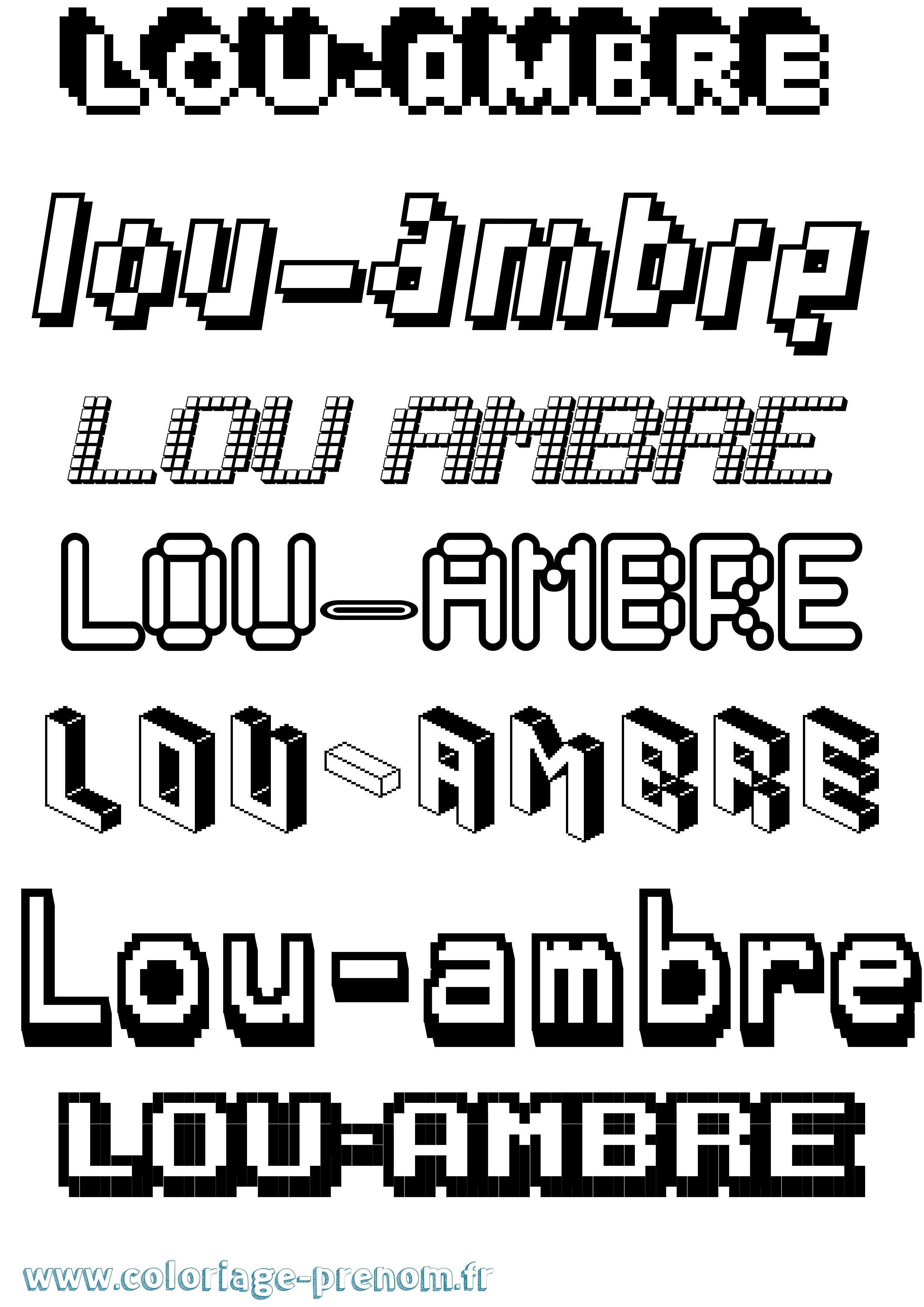 Coloriage Lou-Ambre Pixel Coloriage prénom Lou-Ambre Pixel