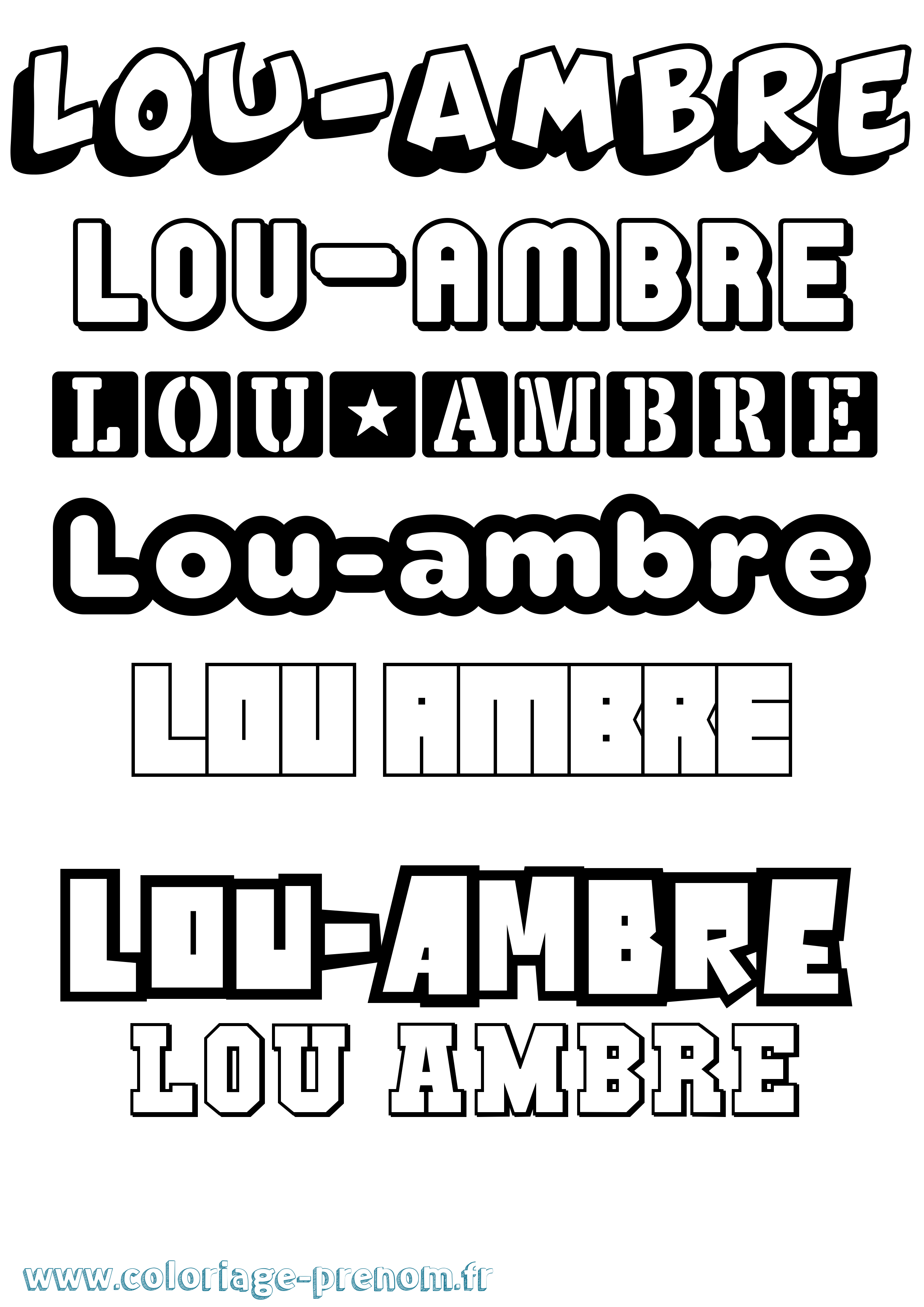 Coloriage Lou-Ambre Simple Coloriage prénom Lou-Ambre Simple