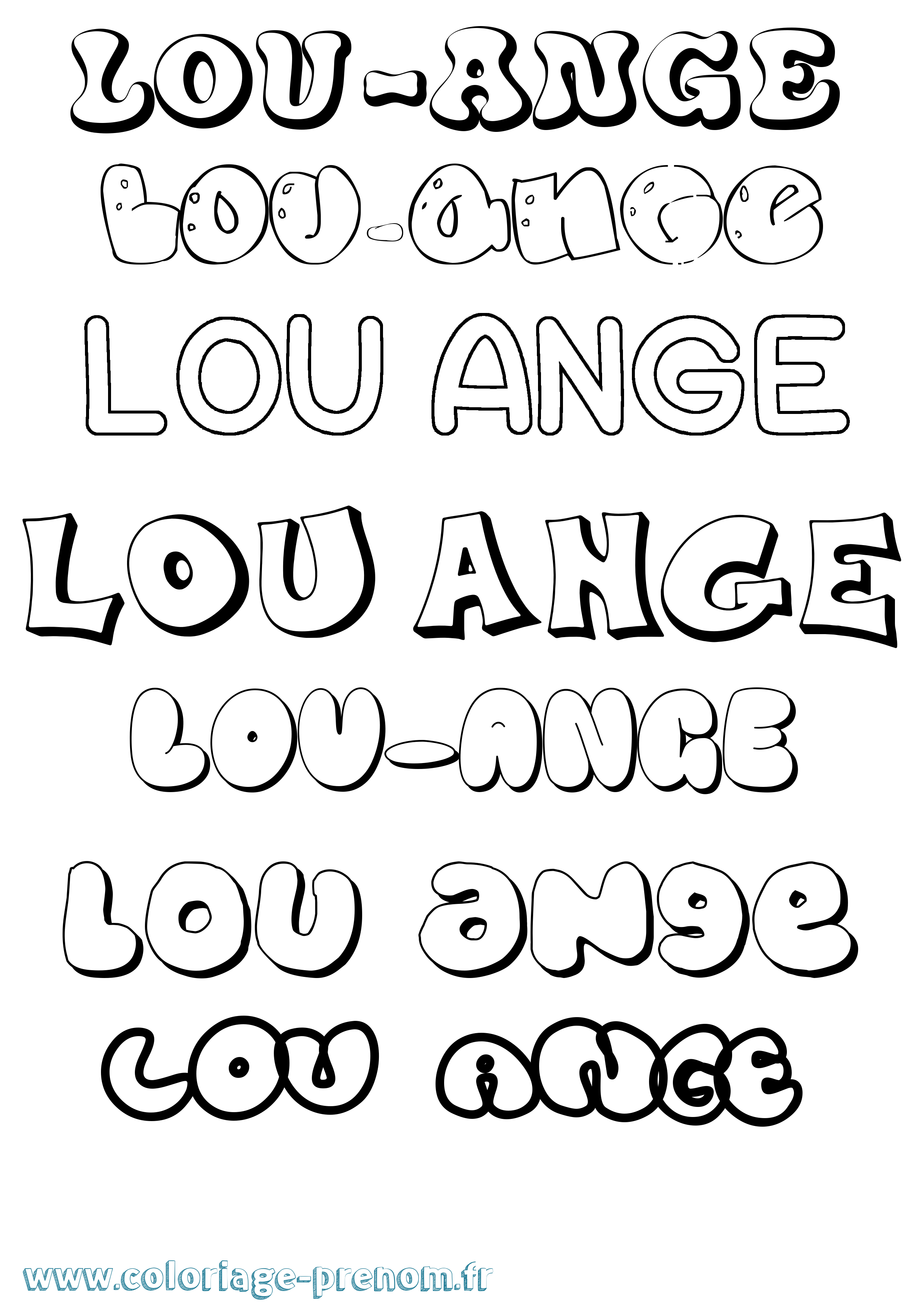 Coloriage Lou-Ange Bubble Coloriage prénom Lou-Ange Bubble
