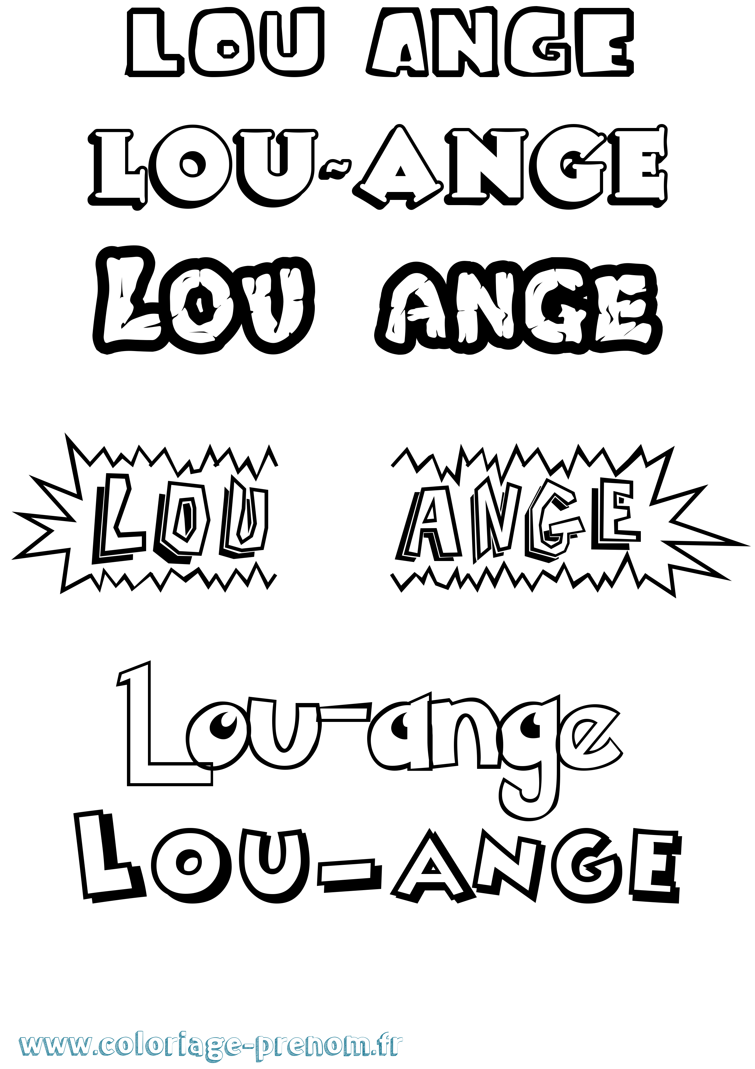 Coloriage Lou-Ange Dessin Animé Coloriage prénom Lou-Ange Dessin Animé